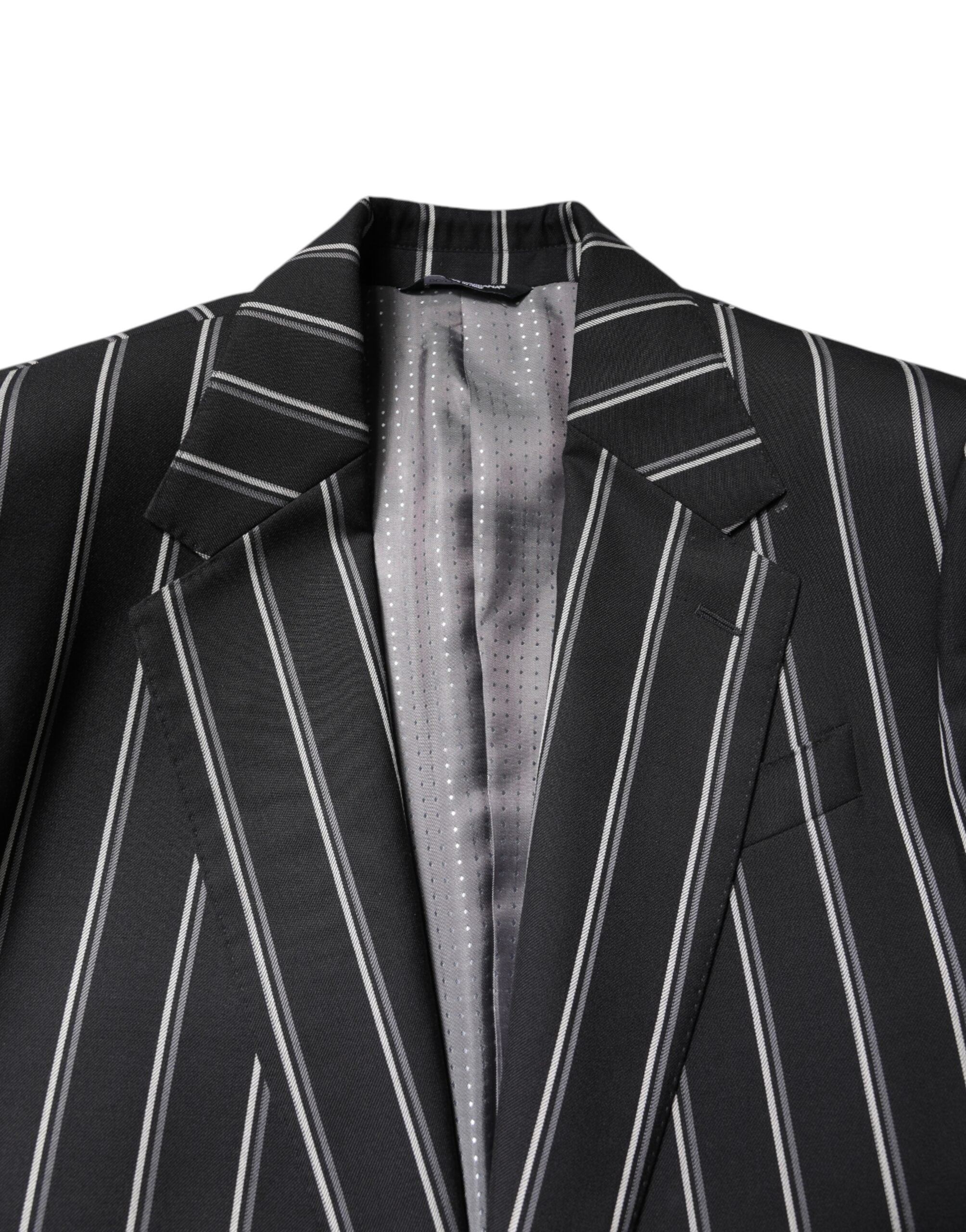 Black Striped SICILIA Formal 2 Piece Suit - ventzia
