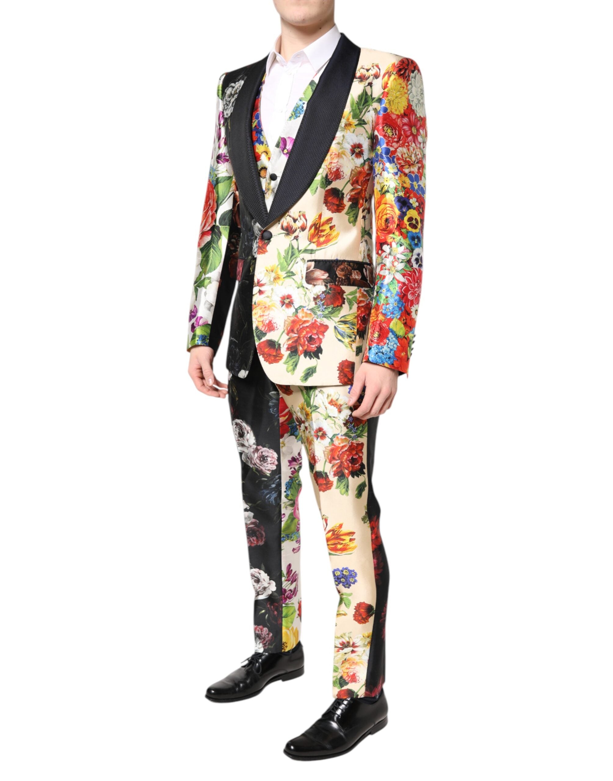 Multicolor Floral SICILIA Silk 3 Piece Suit - ventzia