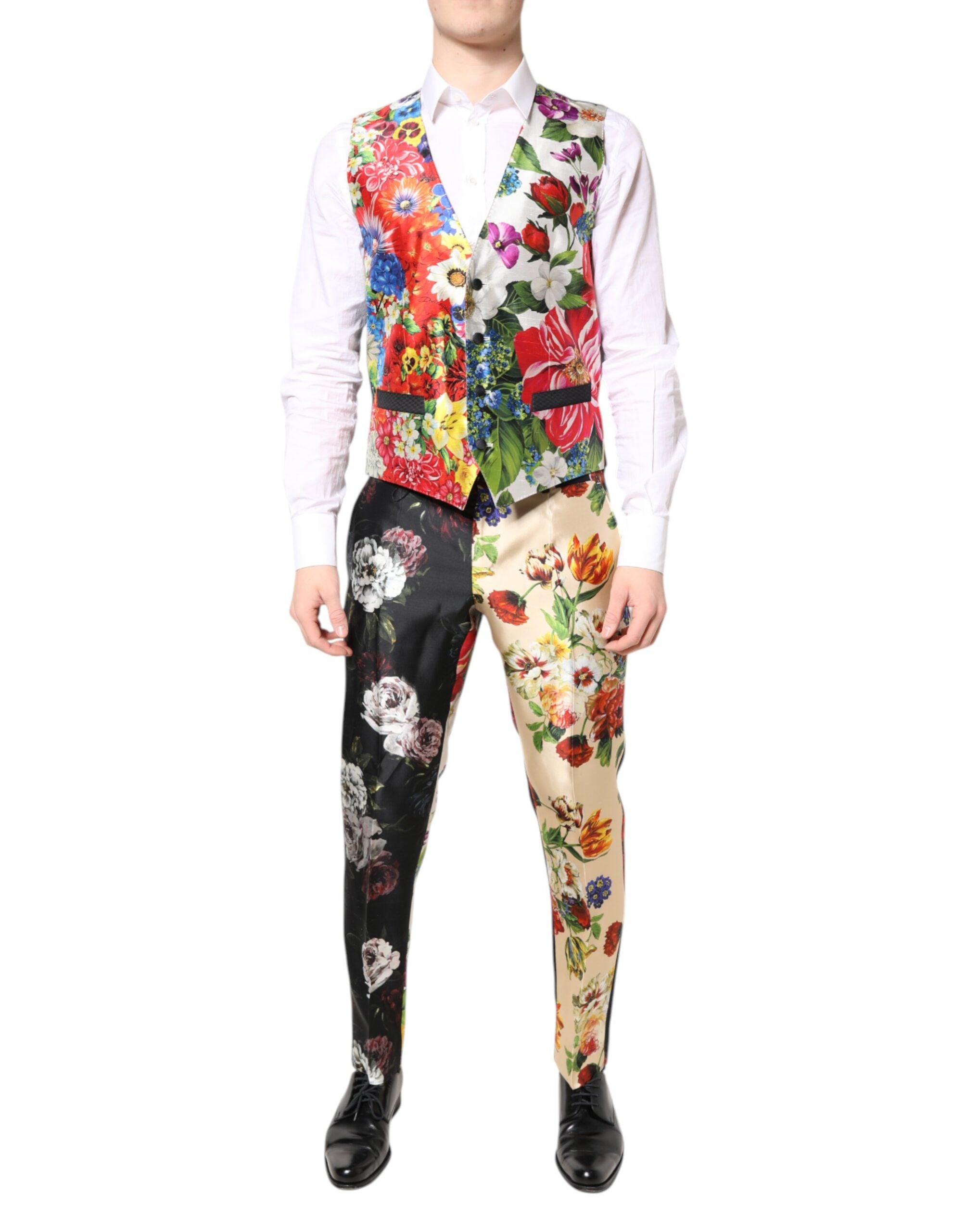 Multicolor Floral SICILIA Silk 3 Piece Suit - ventzia