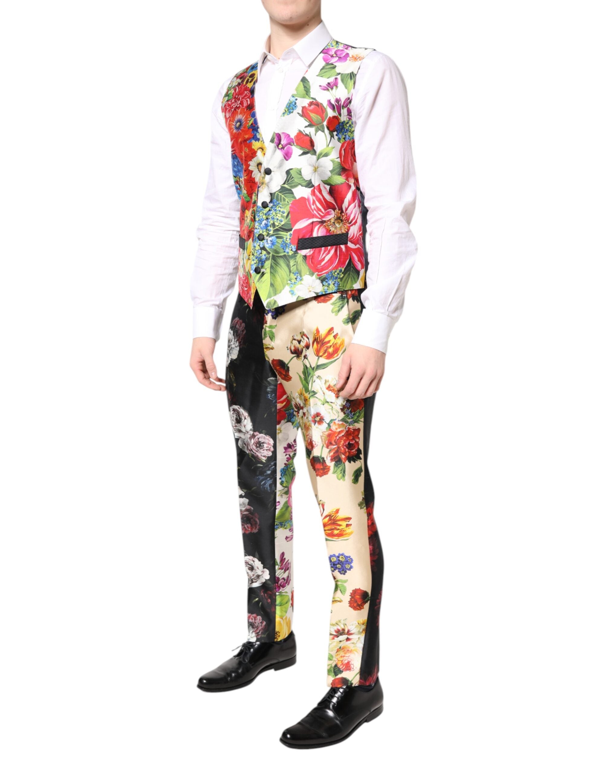 Multicolor Floral SICILIA Silk 3 Piece Suit - ventzia