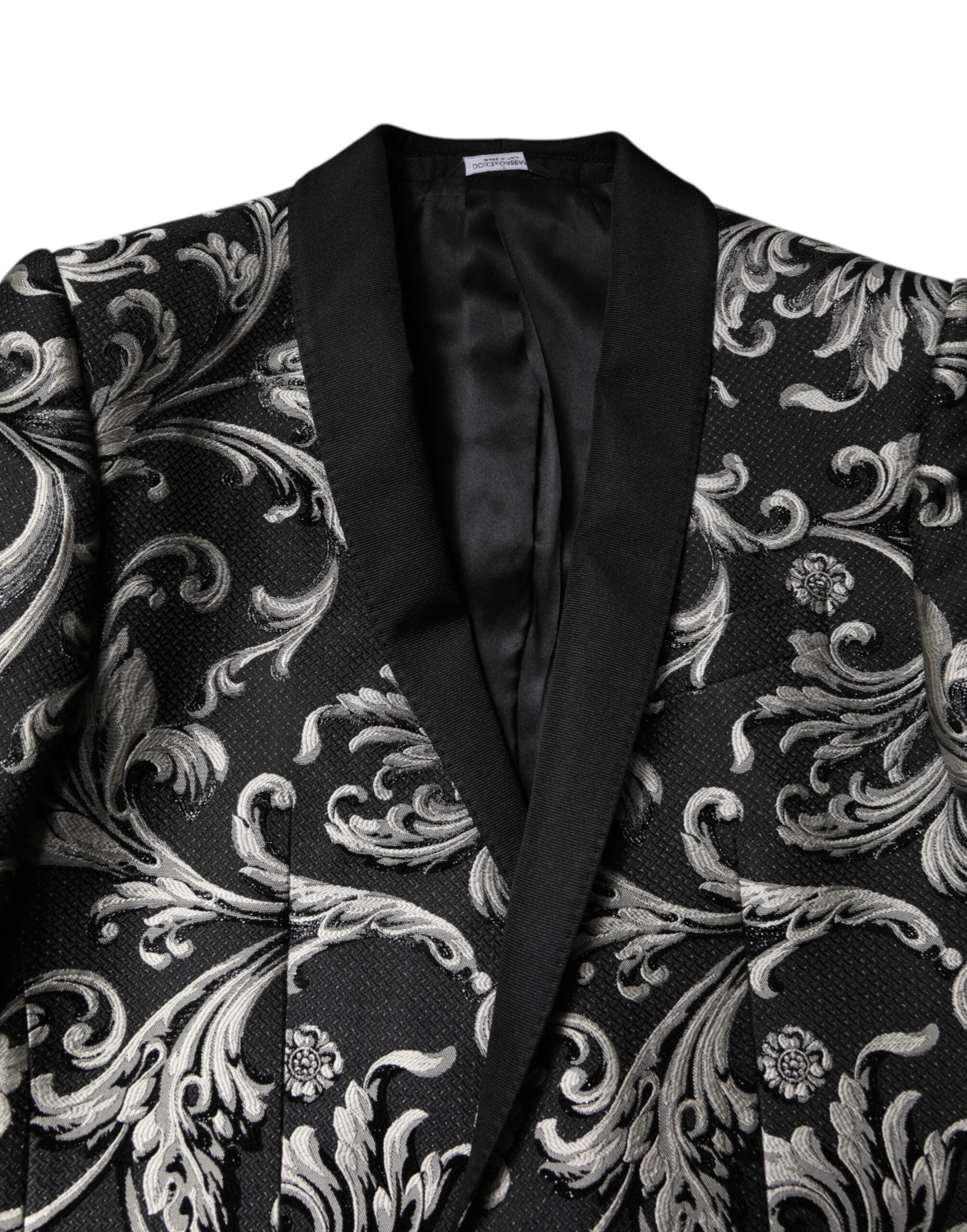 Black Gray MARTINI Jacquard Men 3 Piece Suit - ventzia