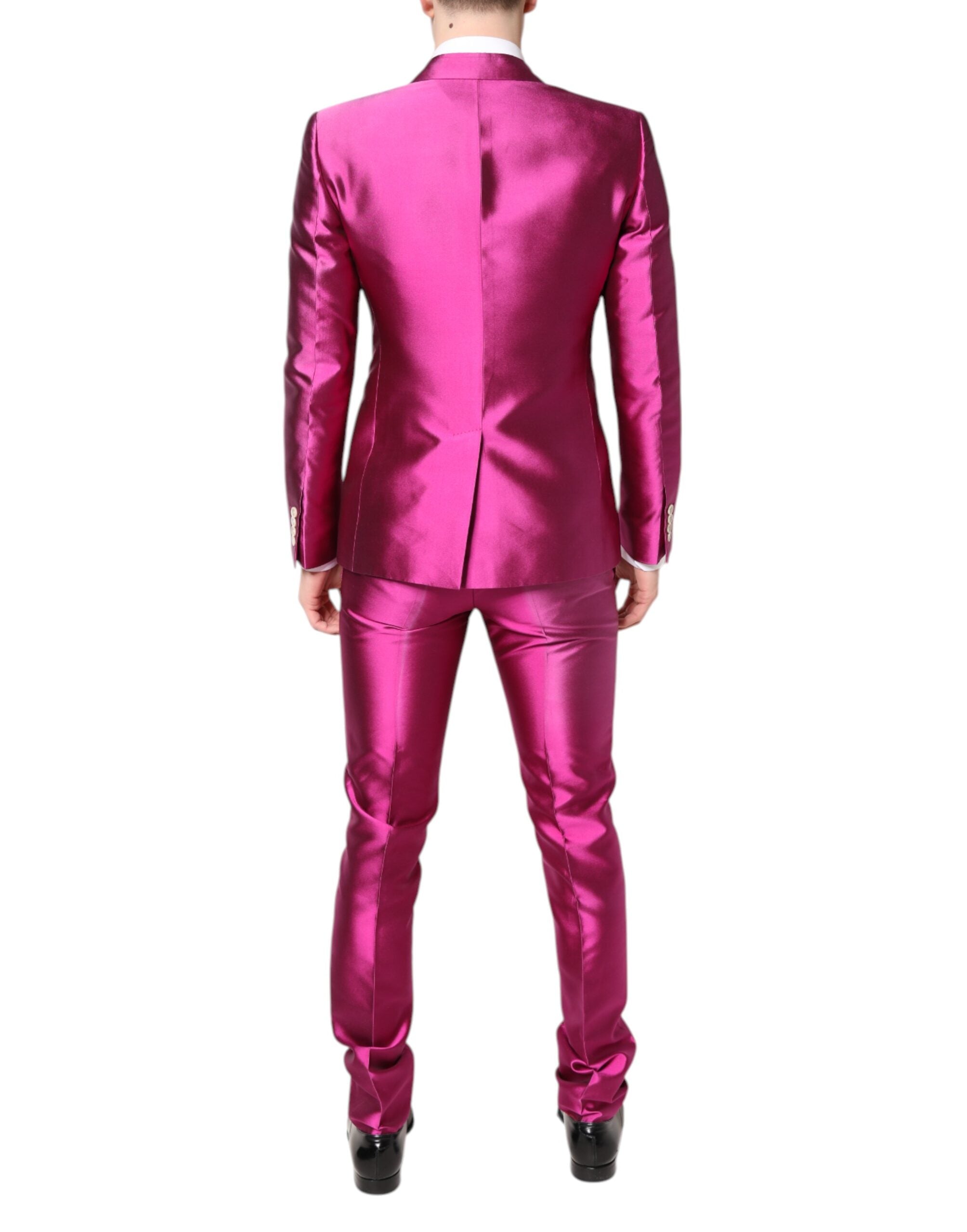 Pink SICILIA Double Breasted 3 Piece Suit - ventzia