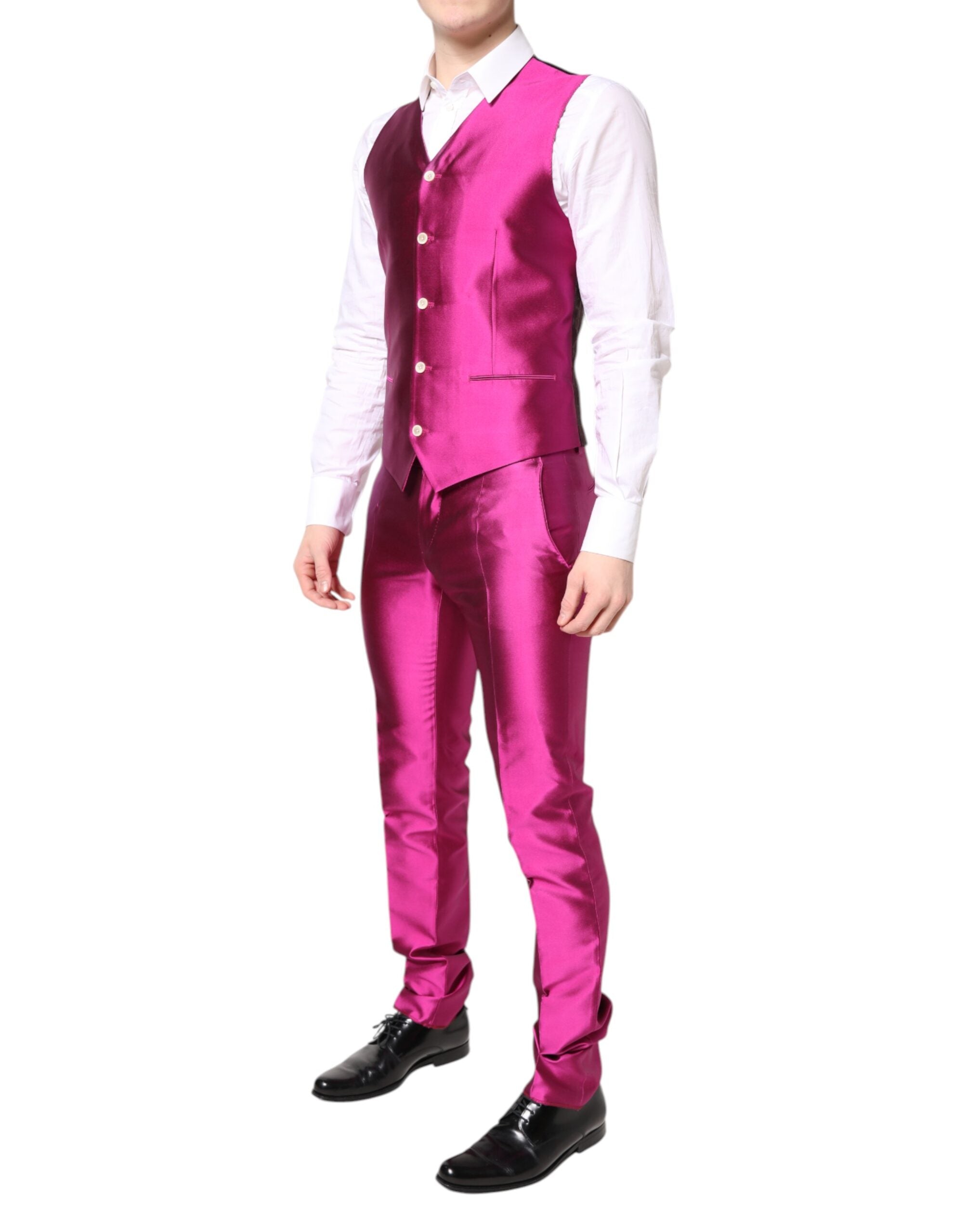 Pink SICILIA Double Breasted 3 Piece Suit - ventzia