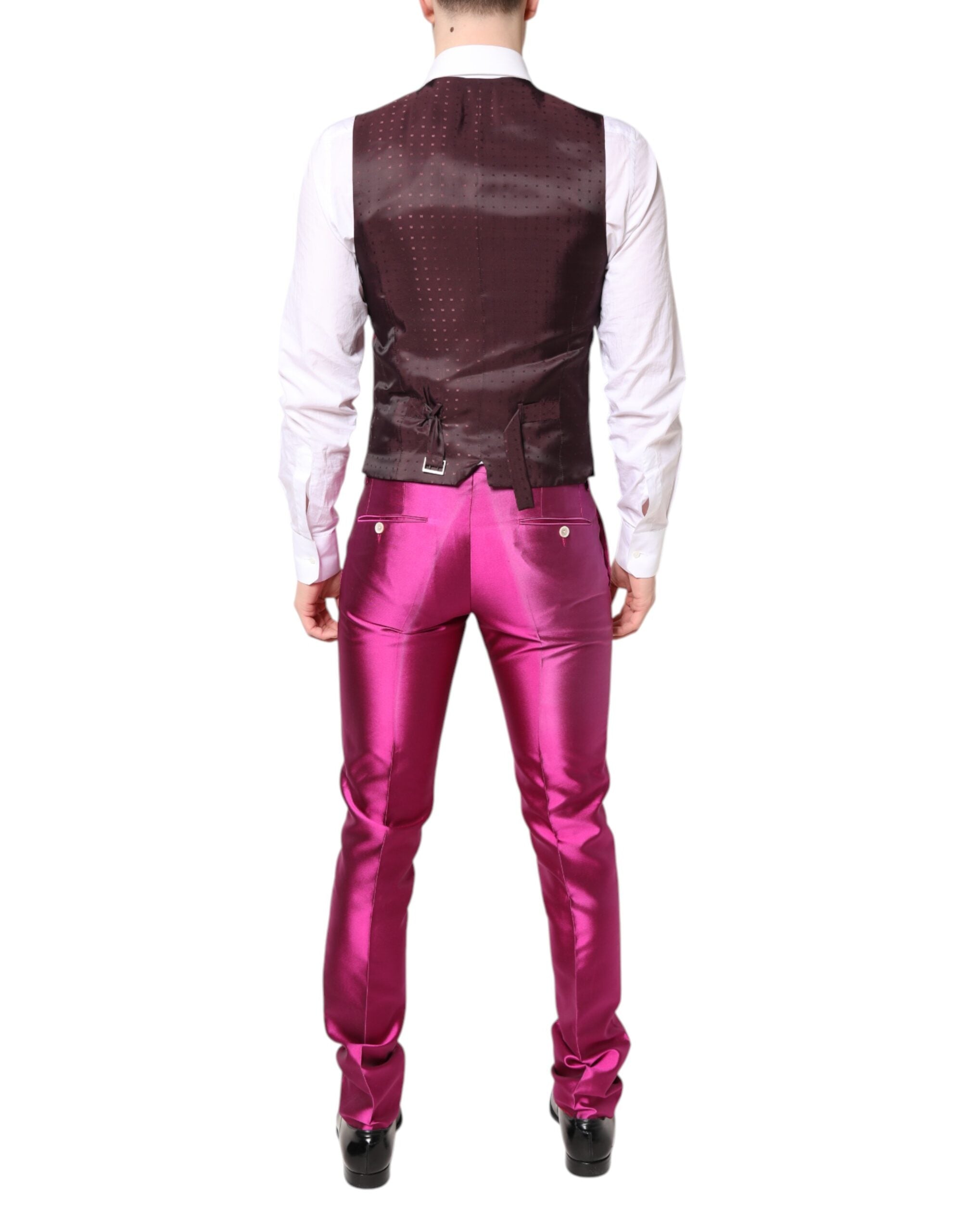 Pink SICILIA Double Breasted 3 Piece Suit - ventzia