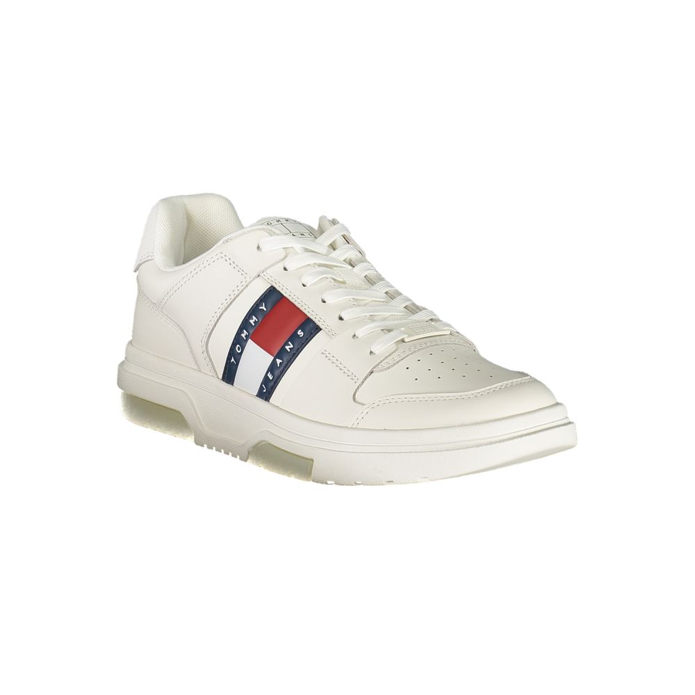 White Polyurethane Men Sneaker - ventzia