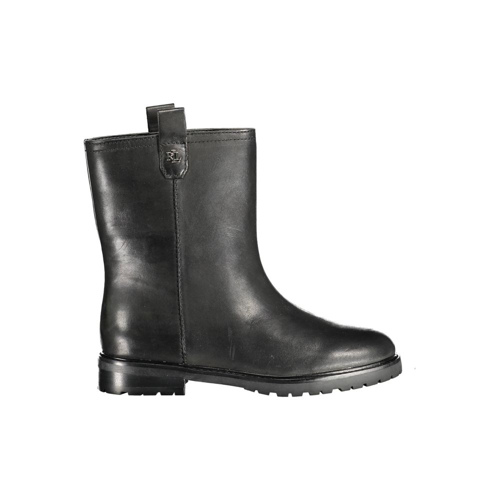 Black Leather Women Ankle Boot - ventzia