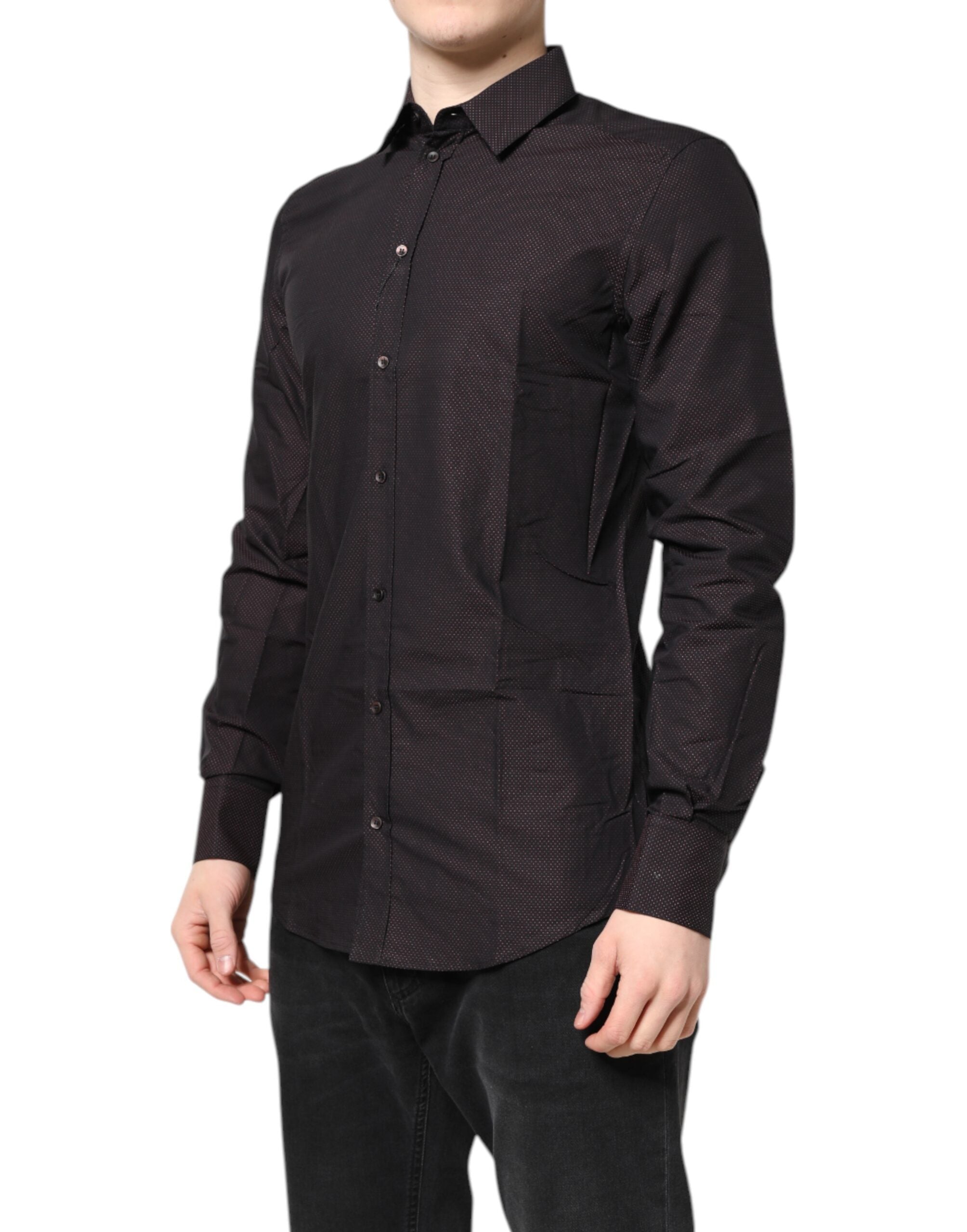 Maroon Jacquard Cotton GOLD Men Dress Shirt - ventzia