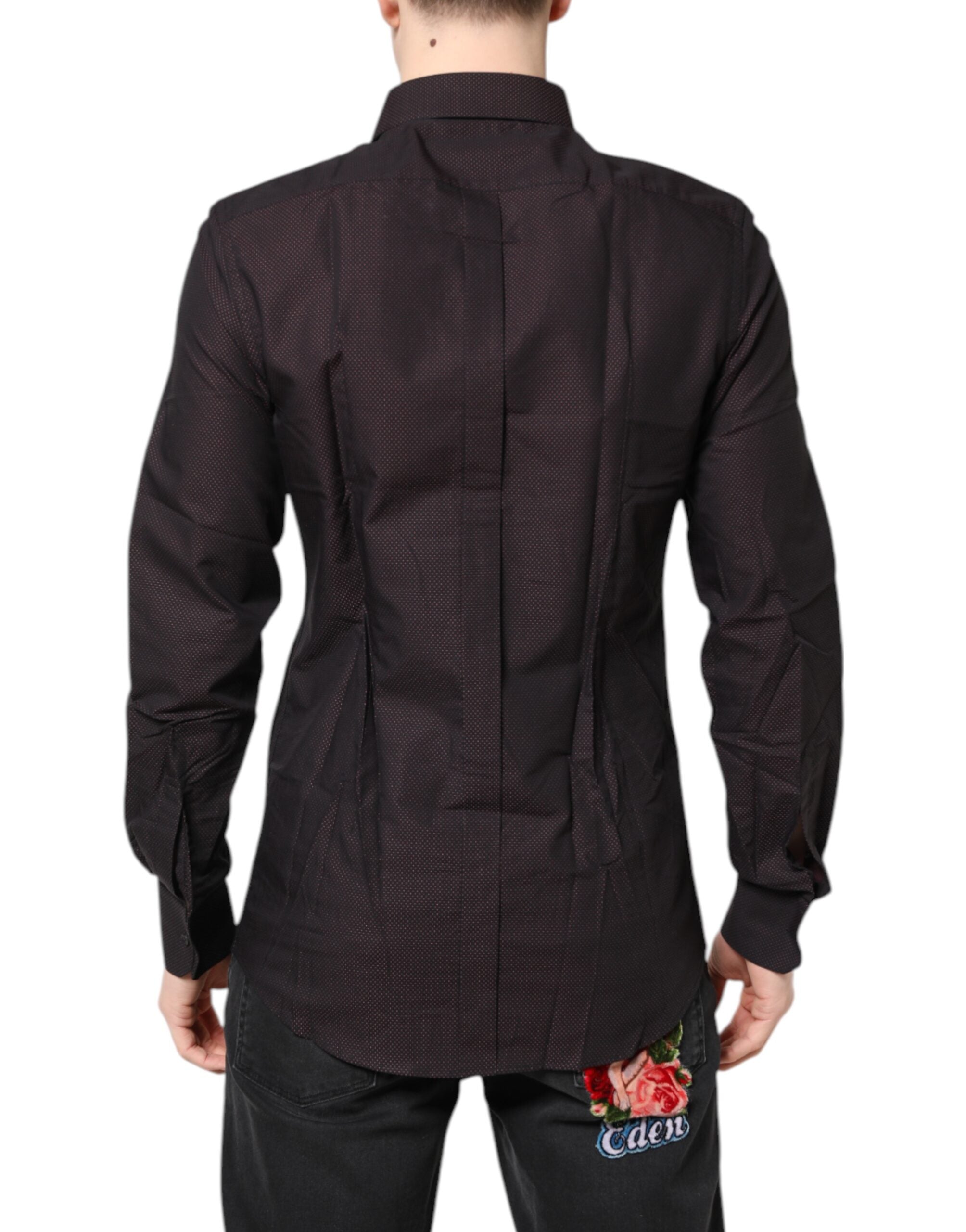 Maroon Jacquard Cotton GOLD Men Dress Shirt - ventzia