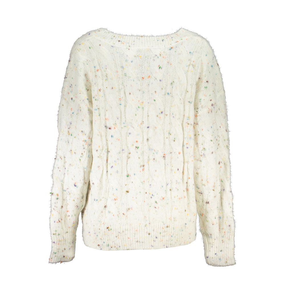 White Acrylic Women Sweater - ventzia
