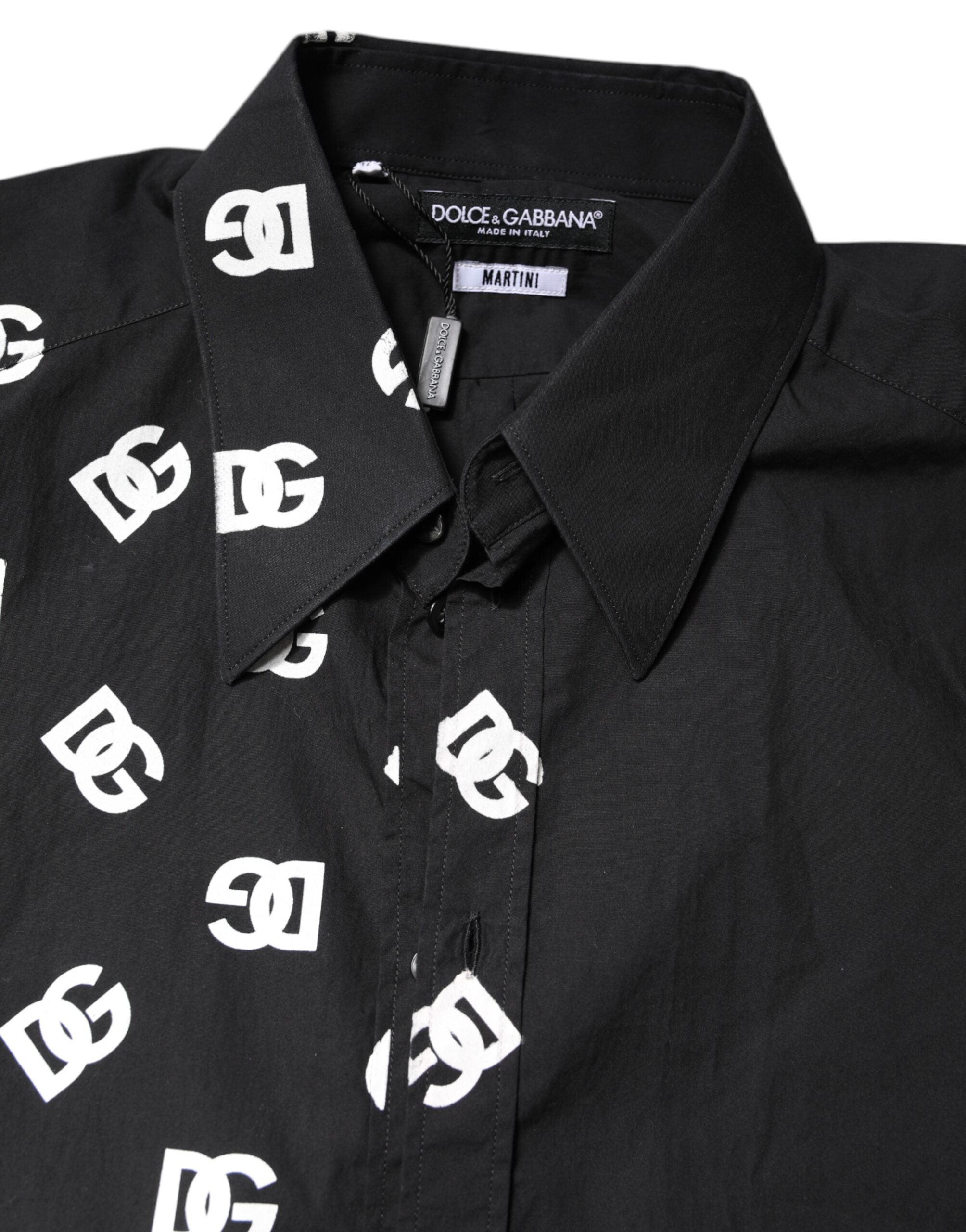 Black DG Logo Cotton MARTINI Dress Shirt - ventzia