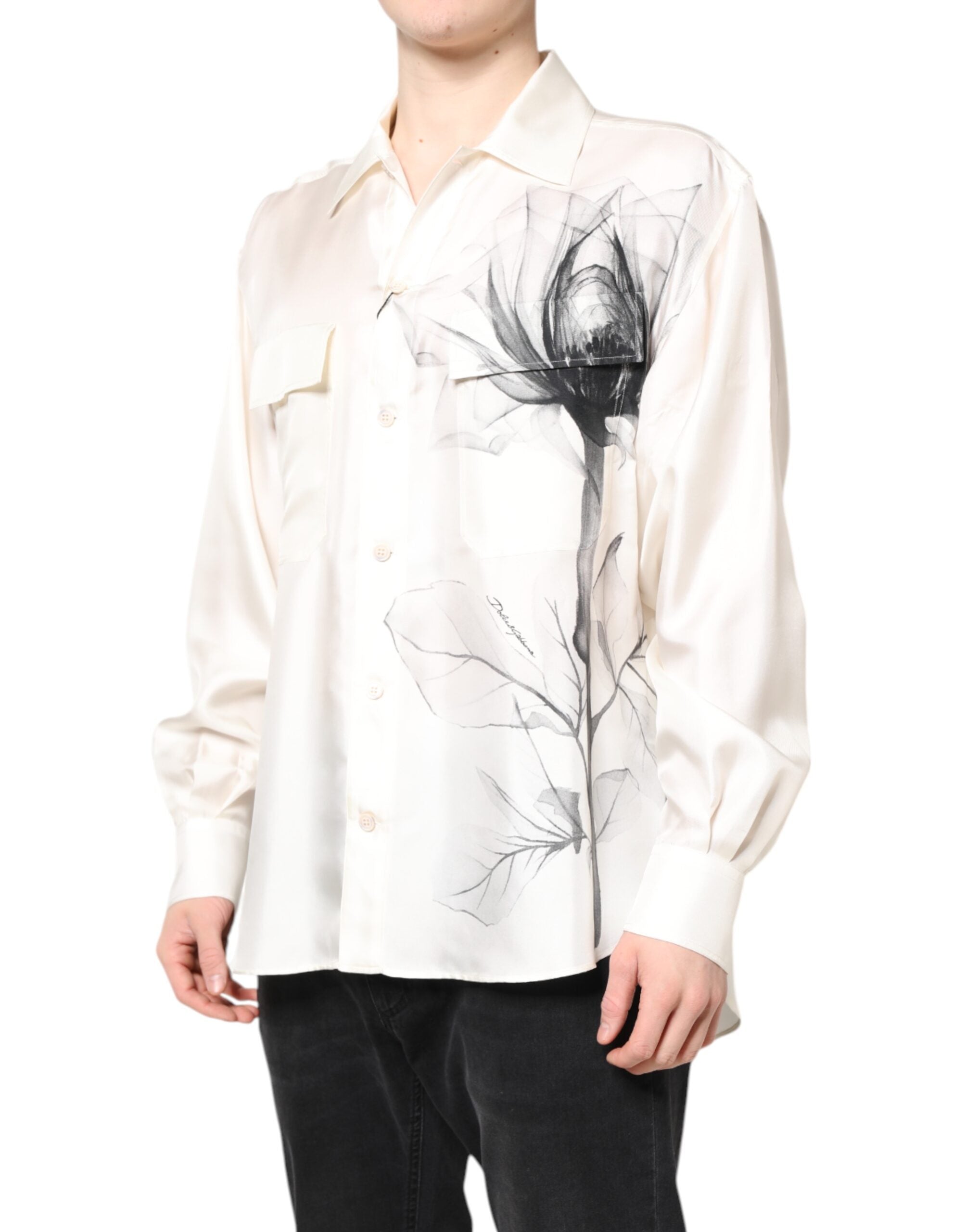 Ivory Silk Long Sleeves Men Casual Shirt - ventzia