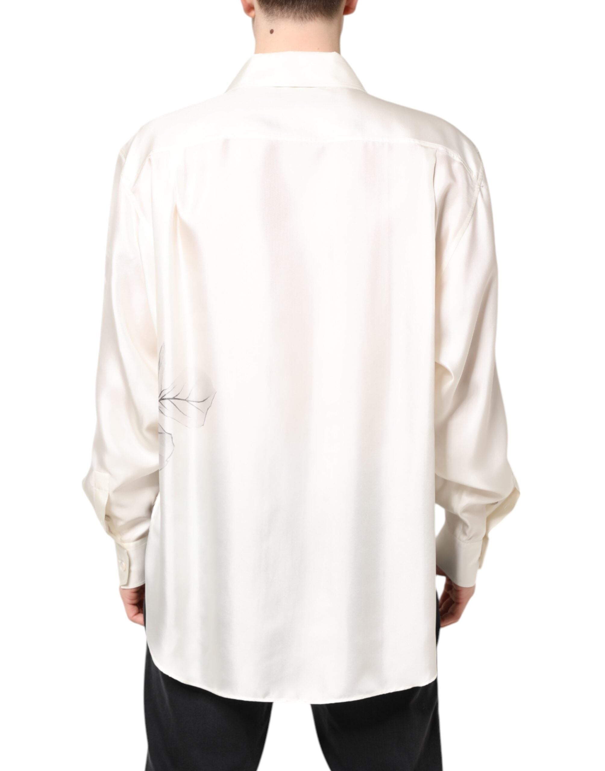 Ivory Silk Long Sleeves Men Casual Shirt - ventzia