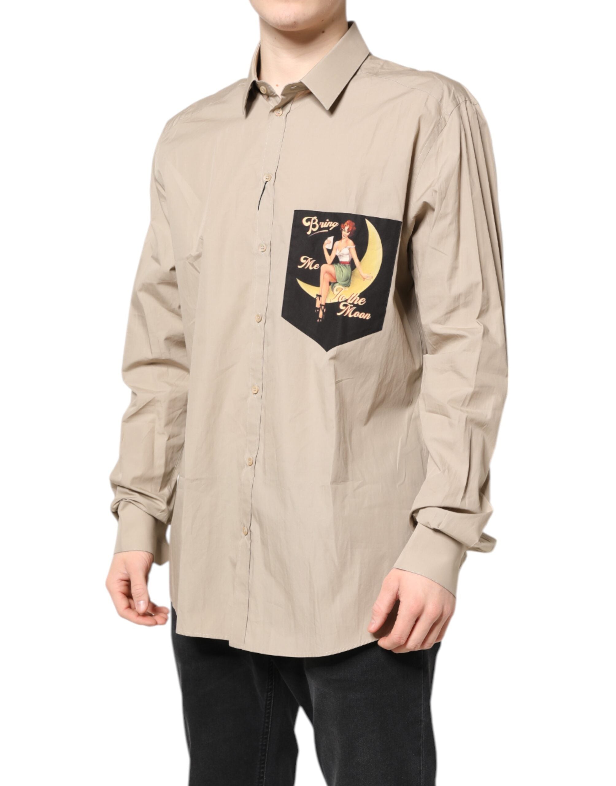 Beige Pin Up Print MARTINI Men Casual Shirt - ventzia