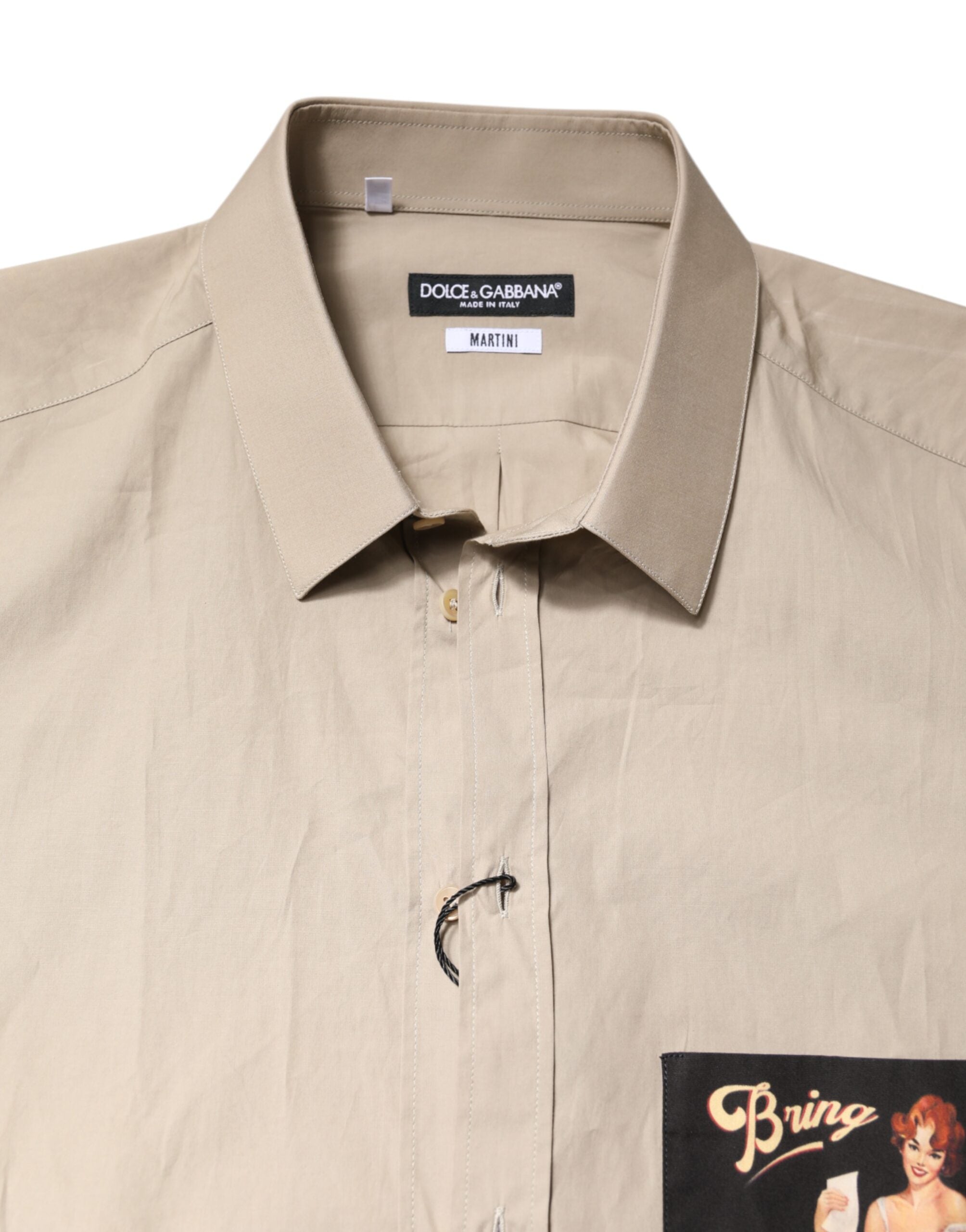 Beige Pin Up Print MARTINI Men Casual Shirt - ventzia