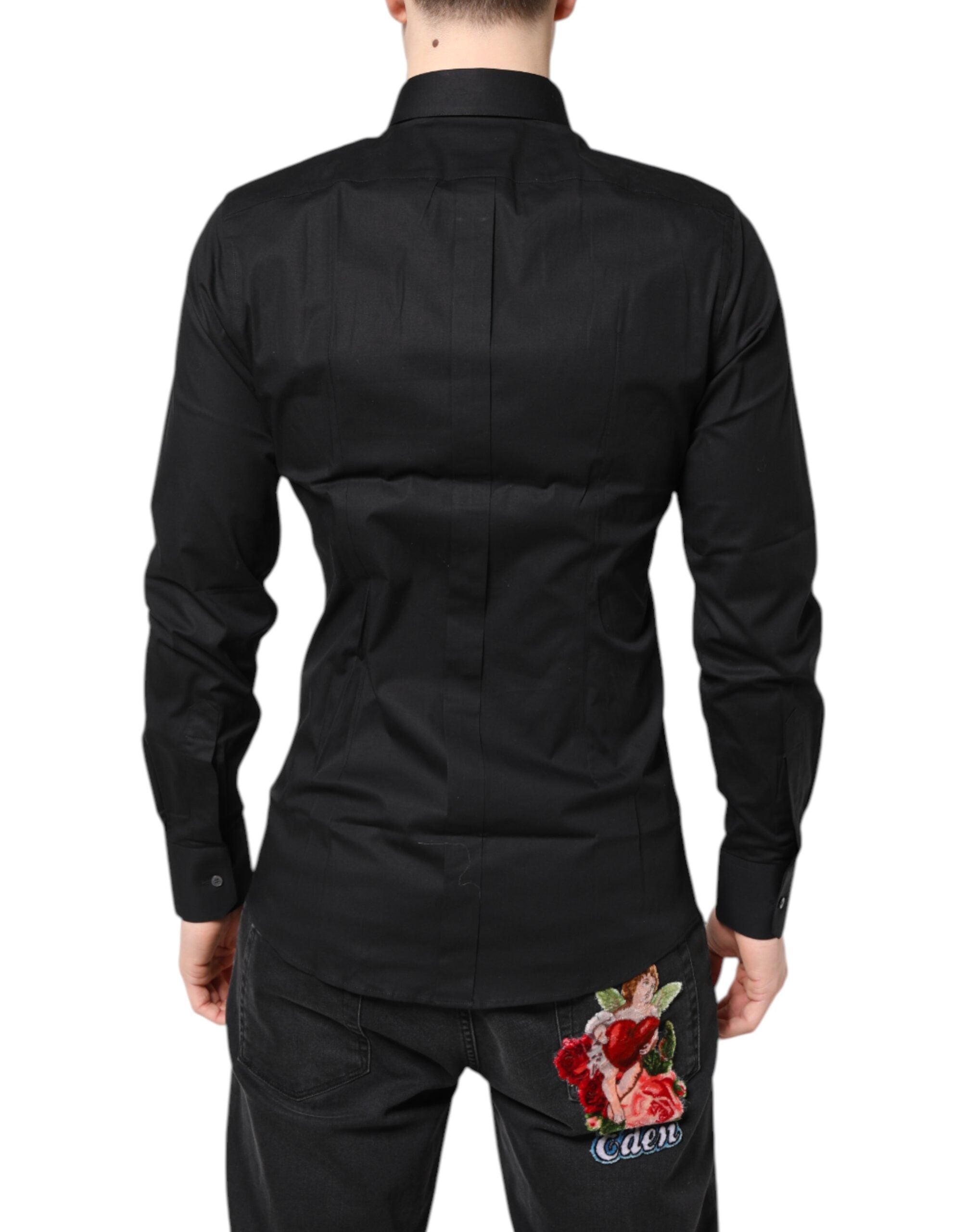 Black GOLD Cotton Long Sleeves Dress Shirt - ventzia