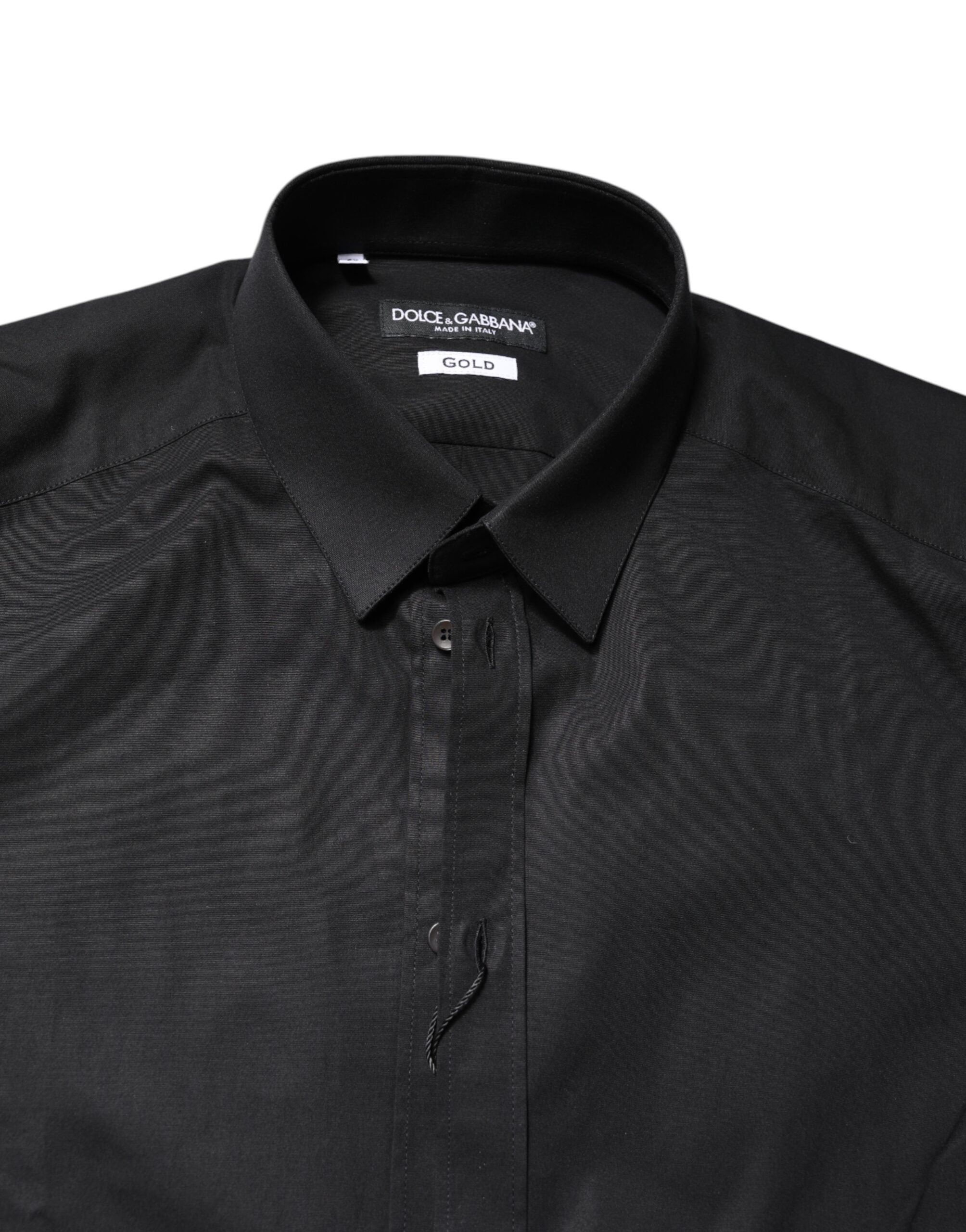 Black GOLD Cotton Long Sleeves Dress Shirt - ventzia