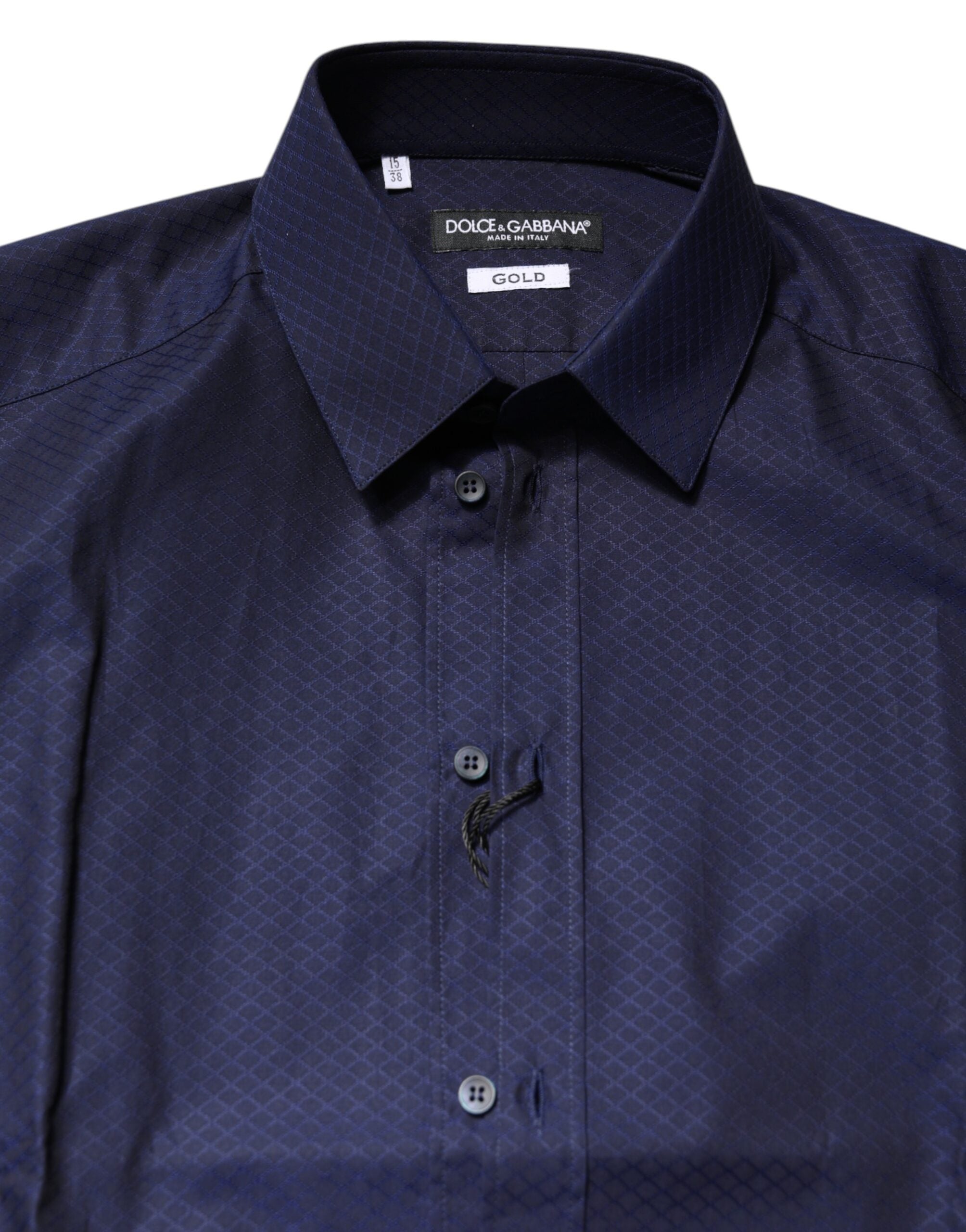 Blue GOLD Cotton Long Sleeves Men Dress Shirt - ventzia