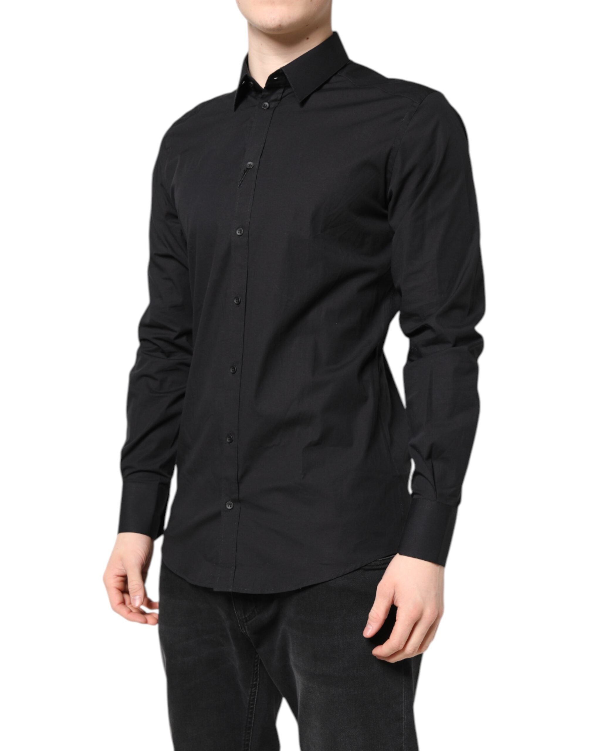 Black GOLD Cotton Dress Formal Shirt - ventzia
