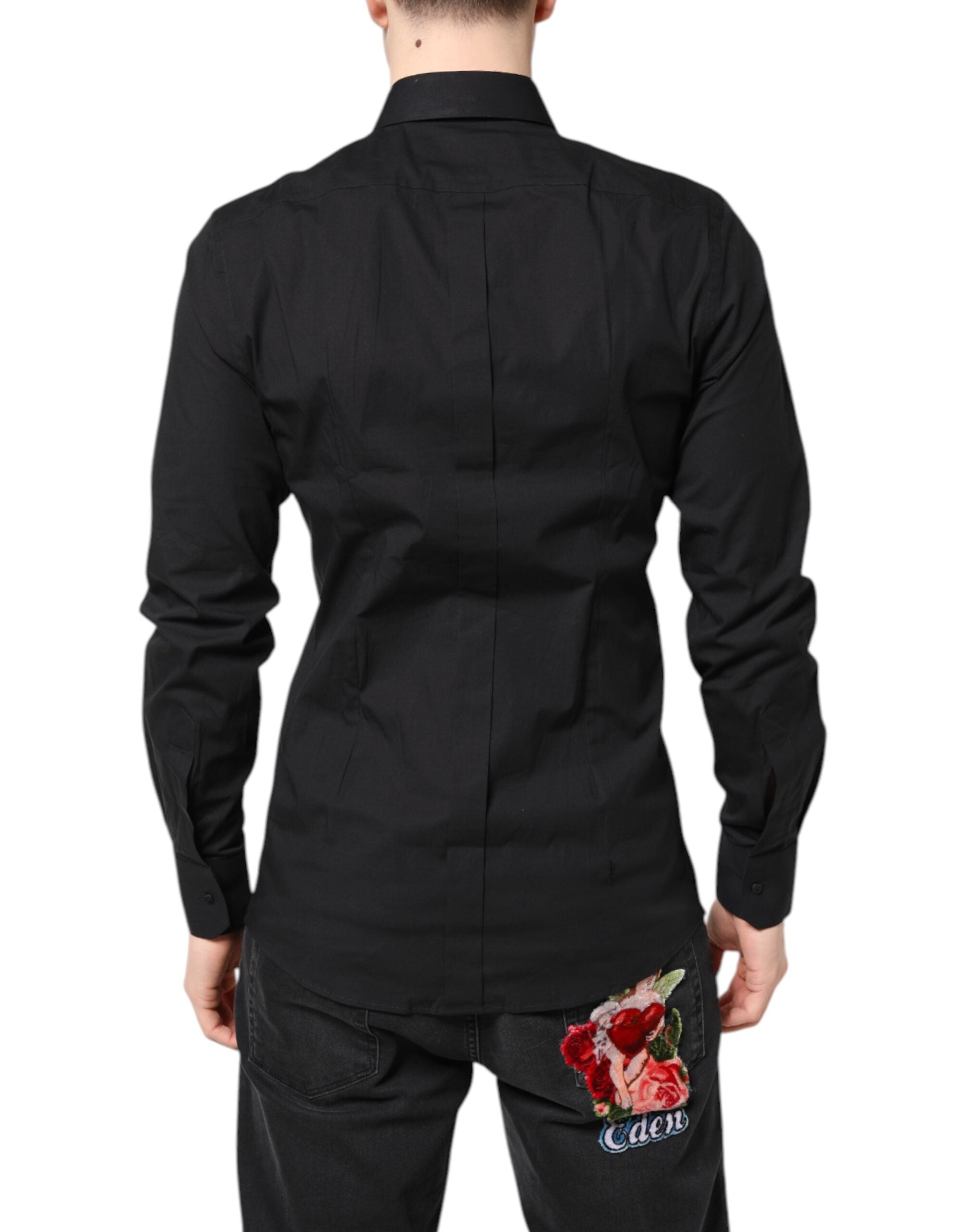 Black GOLD Cotton Dress Formal Shirt - ventzia