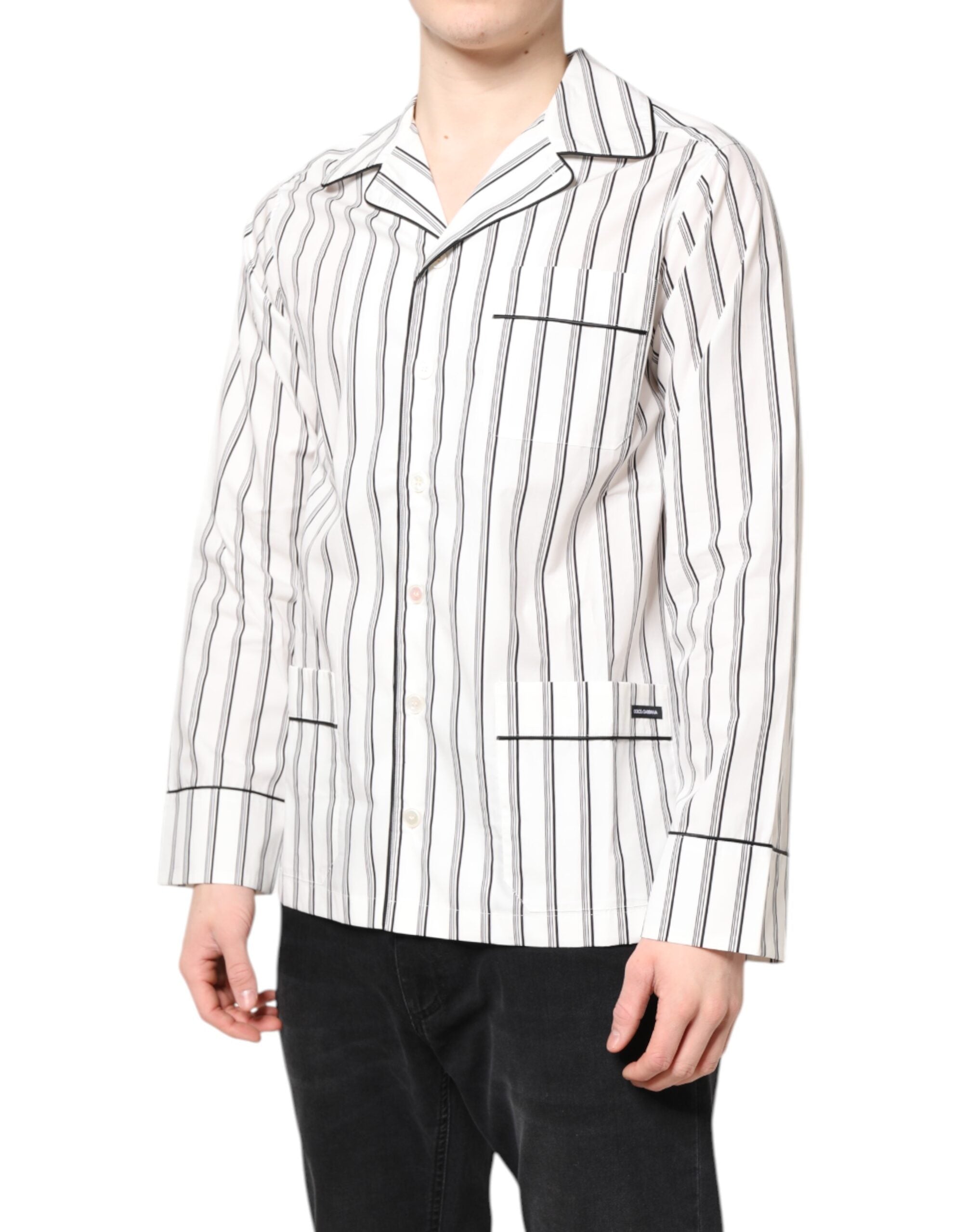 White Stripes Lounge Pajama Sleepwear Shirt - ventzia