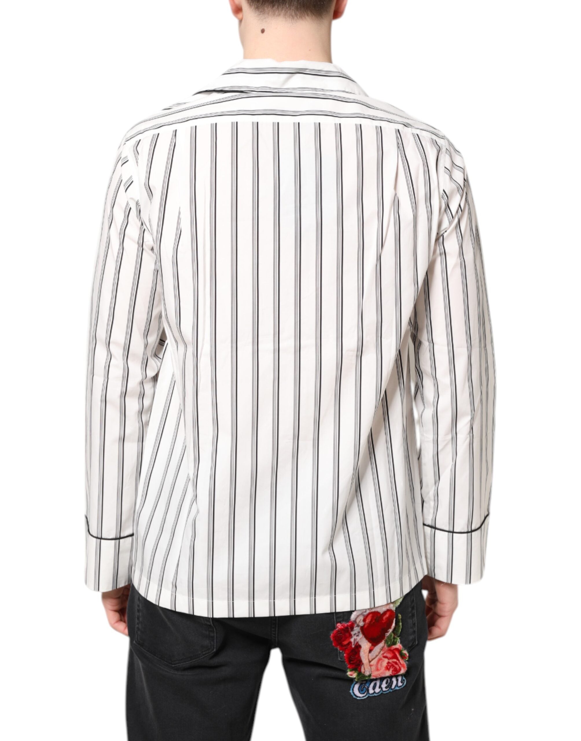 White Stripes Lounge Pajama Sleepwear Shirt - ventzia