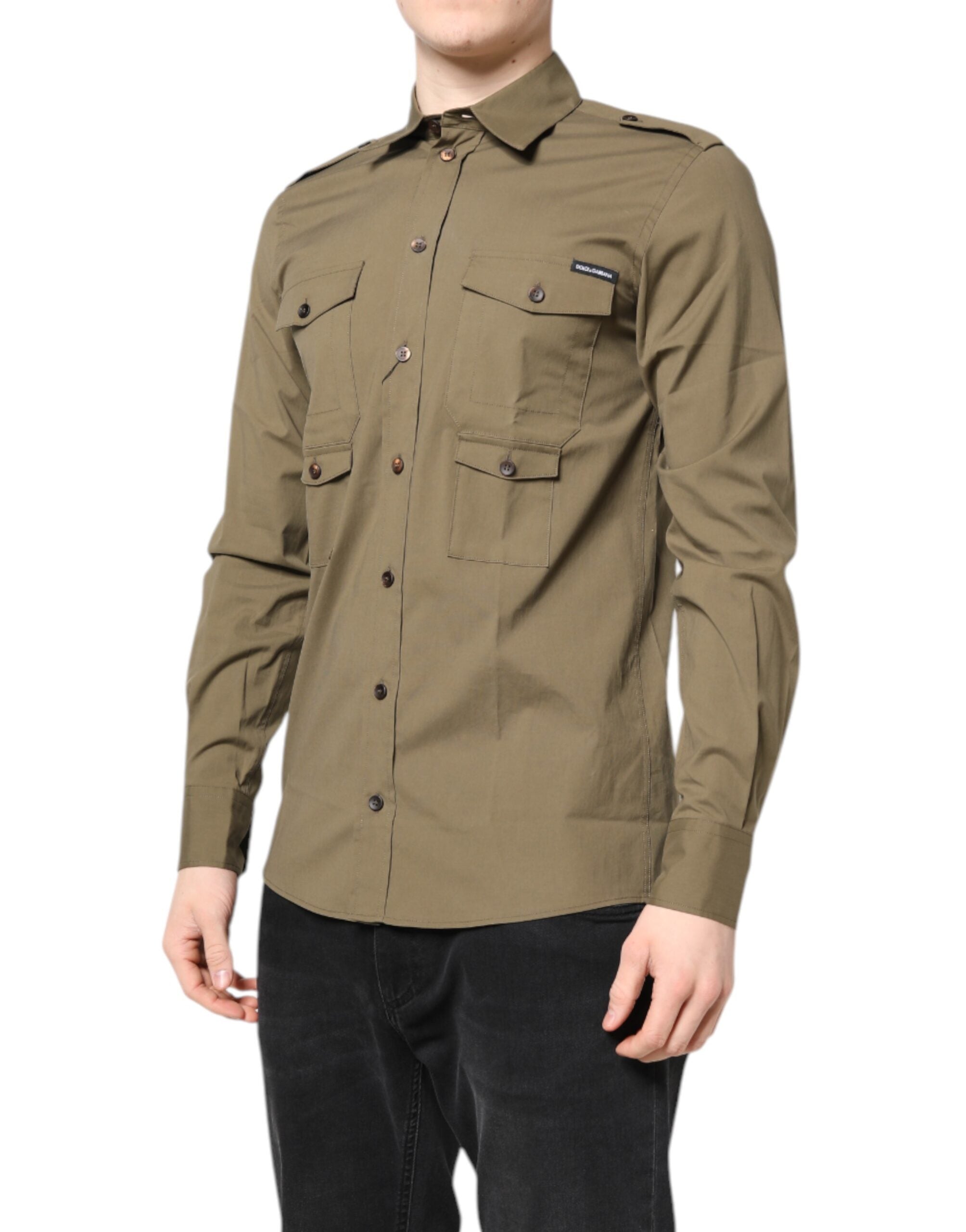 Brown Cotton Stretch Casual Long Sleeves Shirt - ventzia