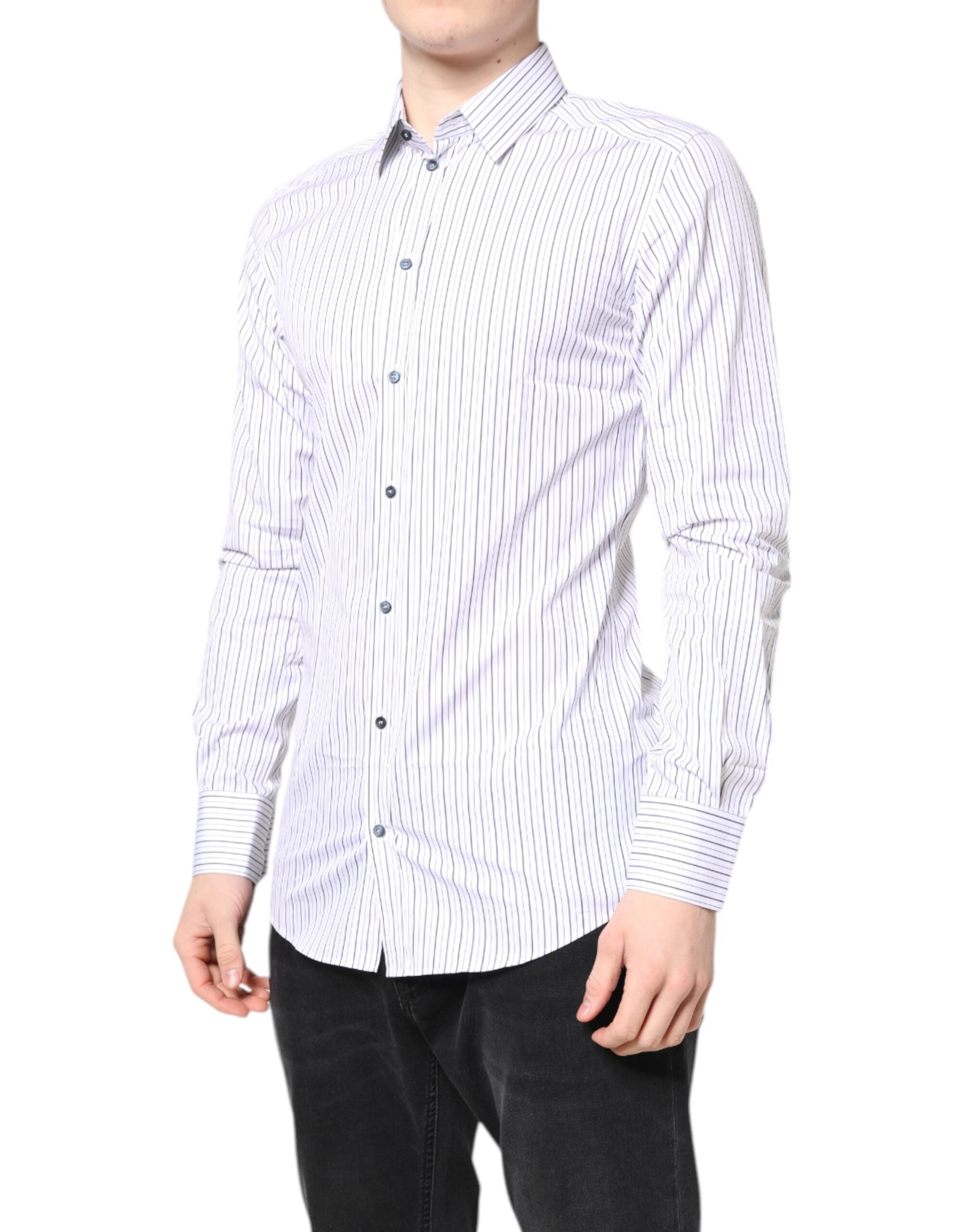 White Stripes GOLD Cotton Formal Shirt - ventzia