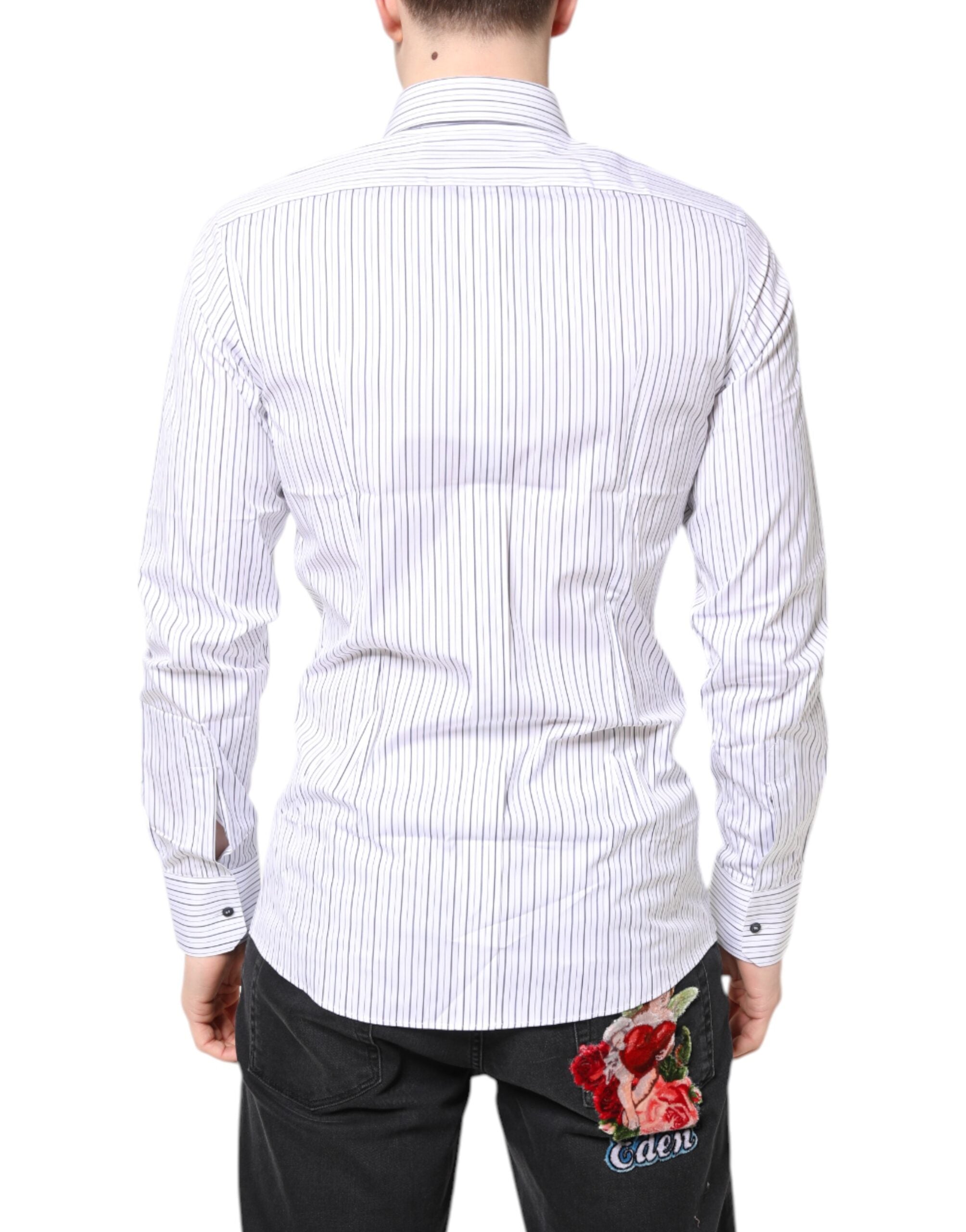 White Stripes GOLD Cotton Formal Shirt - ventzia