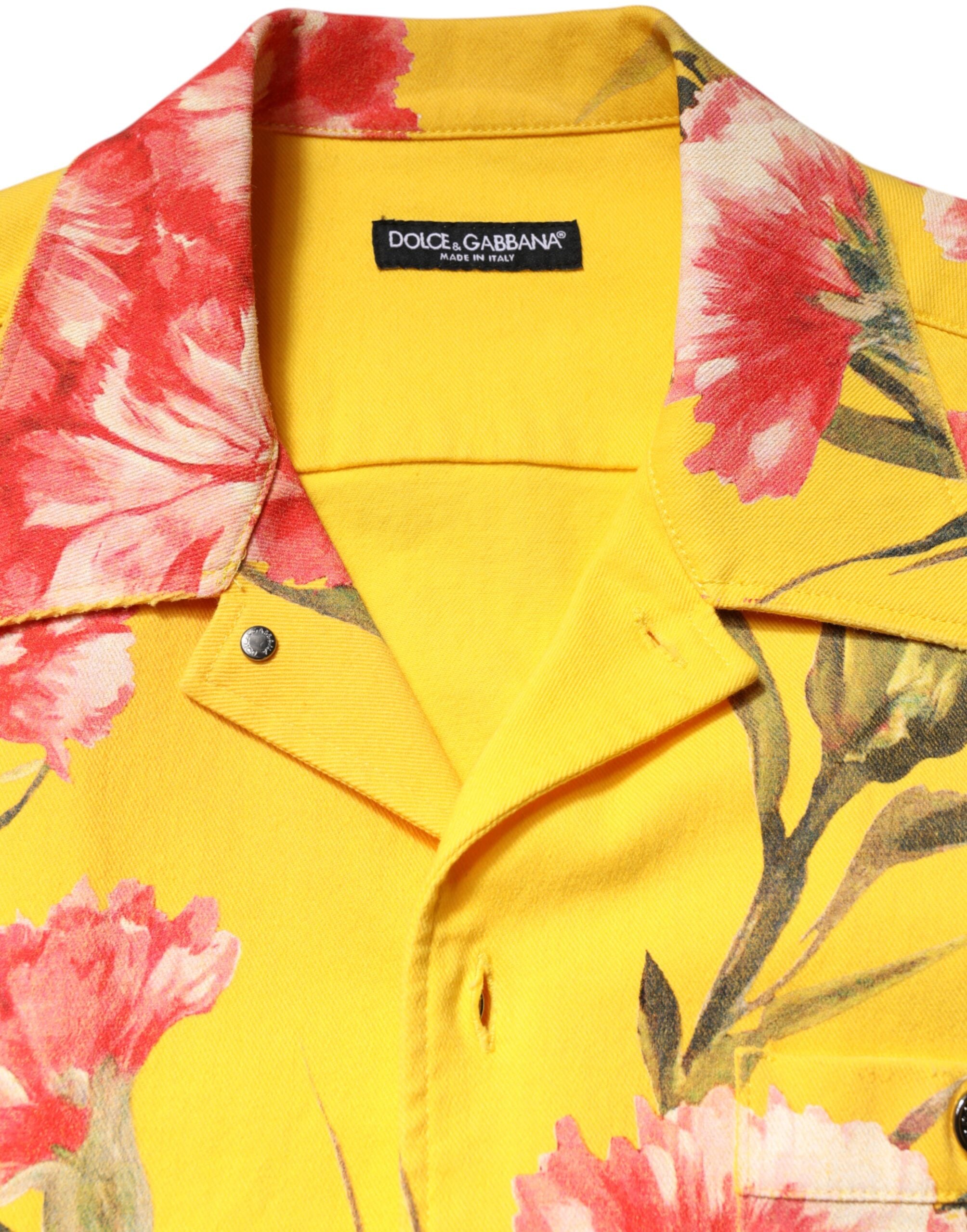 Yellow Floral Men Button Down Casual Shirt - ventzia