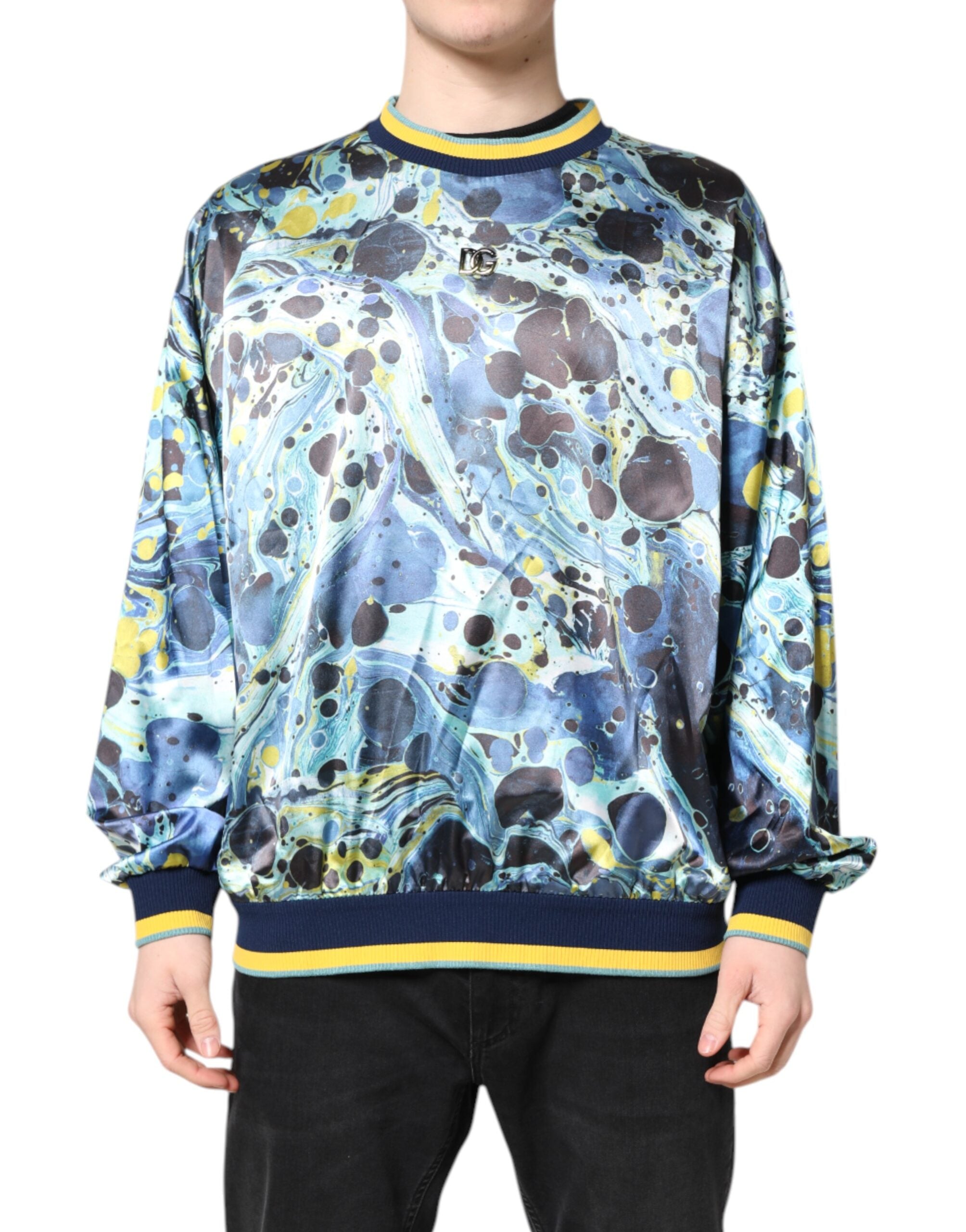 Multicolor Marble Print Men Pullover Sweater - ventzia