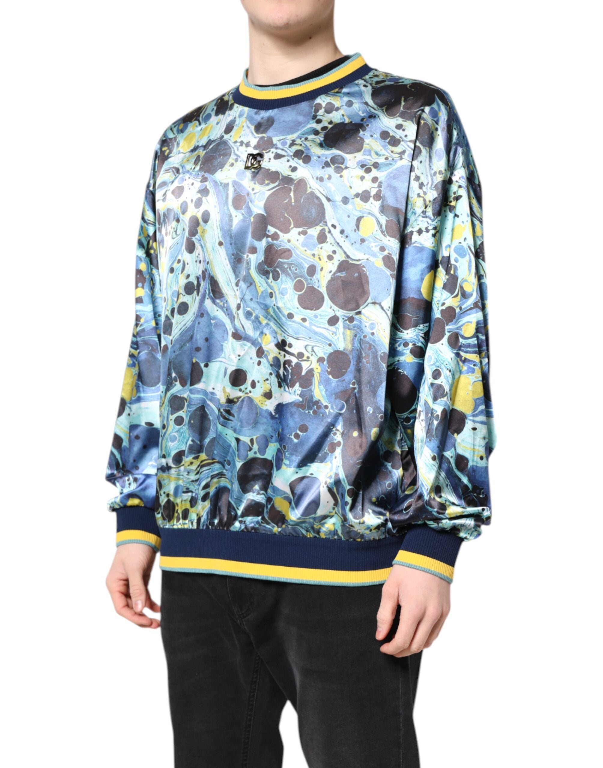 Multicolor Marble Print Men Pullover Sweater - ventzia