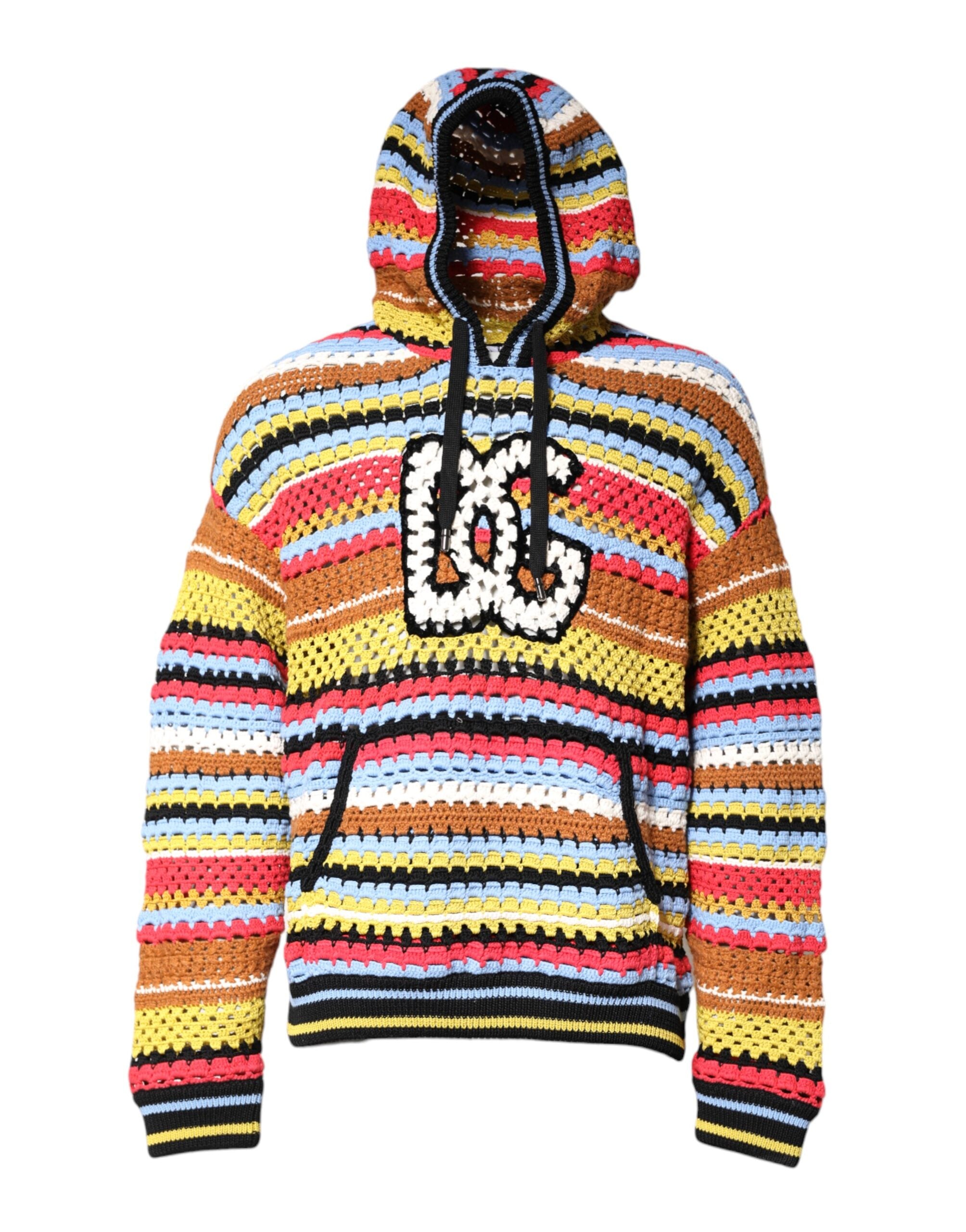 Multicolor Cotton Hooded Pullover Sweater - ventzia