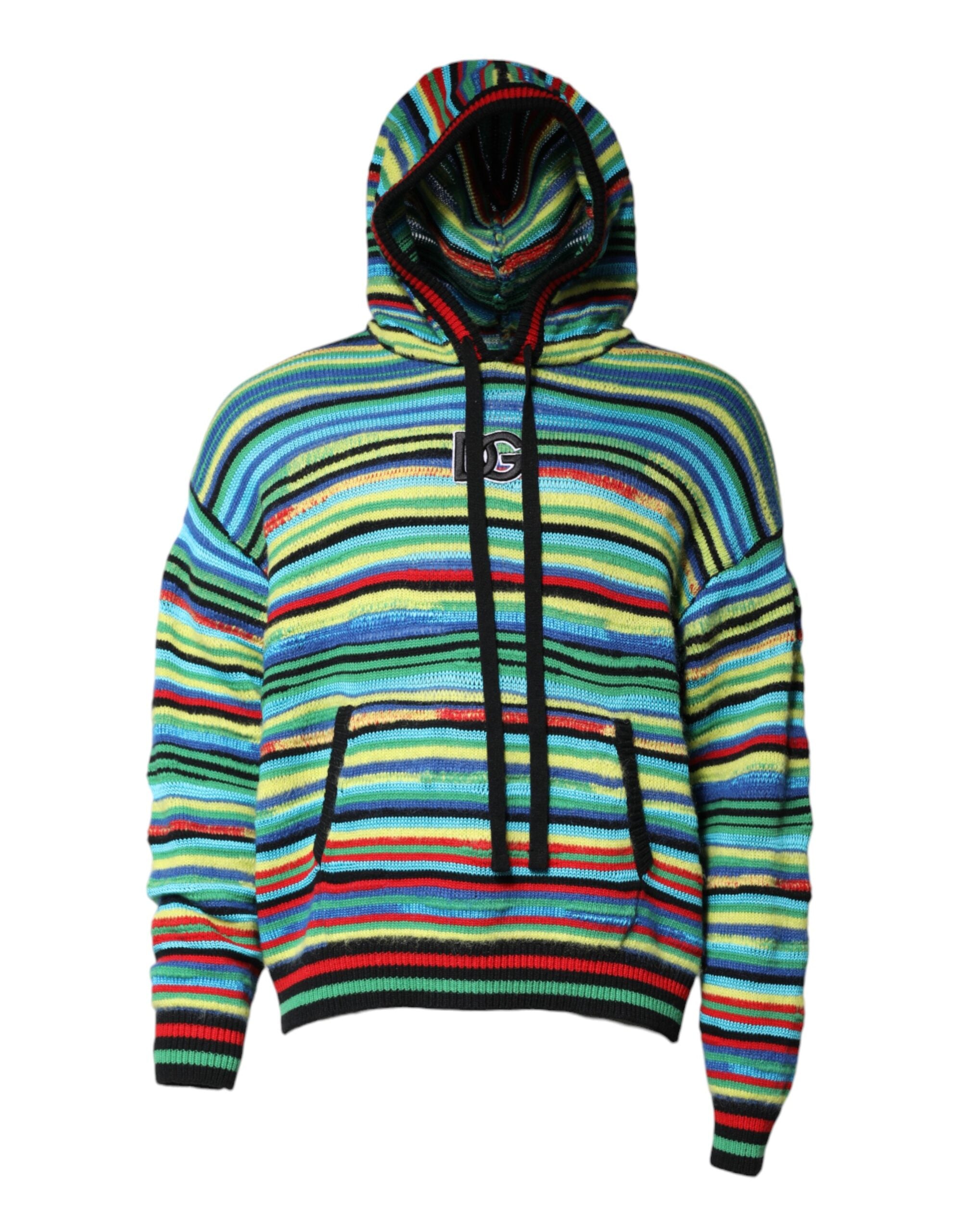 Multicolor Cotton Hooded Pullover Sweater - ventzia