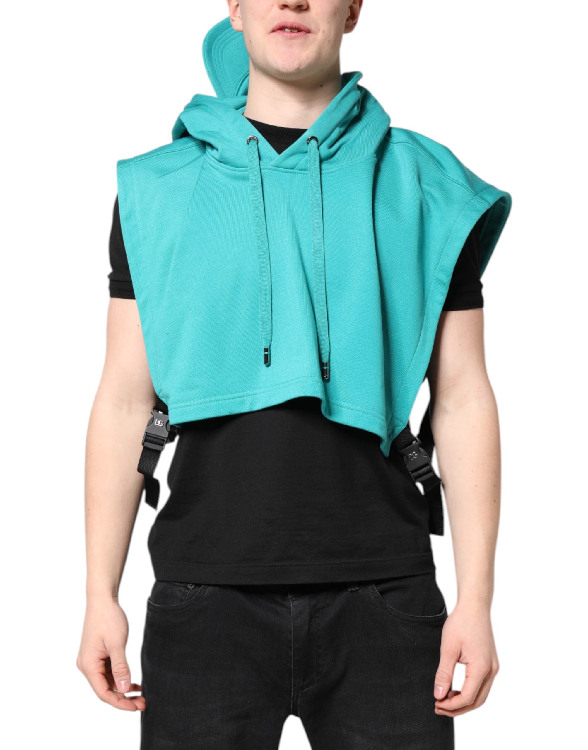 Green Cotton Hooded Men Sportswear Vest Sweater - ventzia