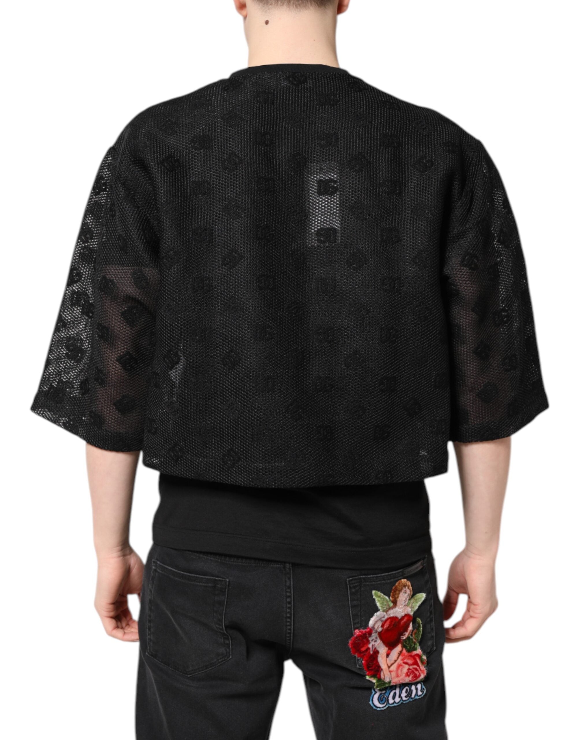Black See Through Logo Short Sleeves T-shirt - ventzia