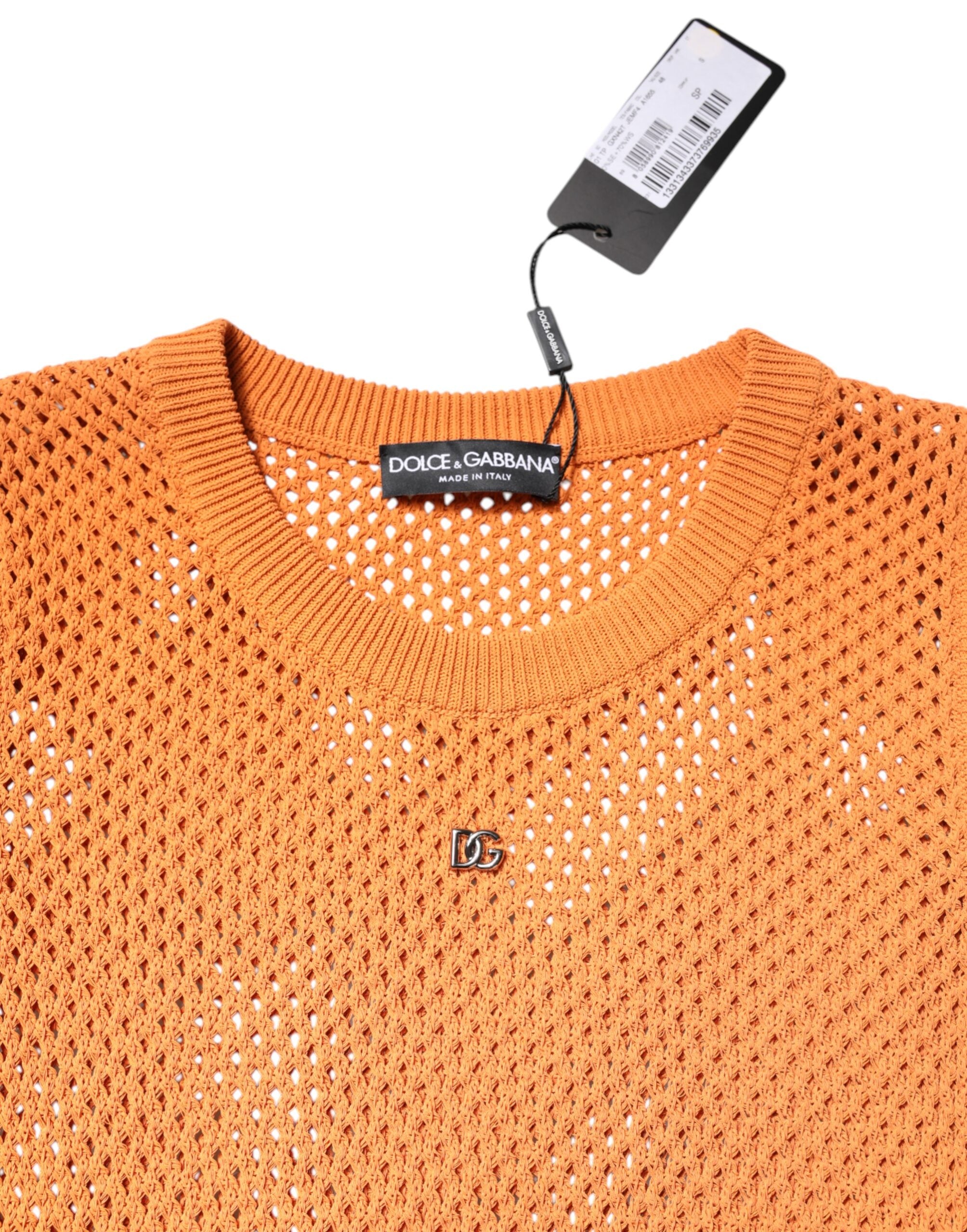 Orange Cashmere Round Neck Sleeveless T-shirt - ventzia