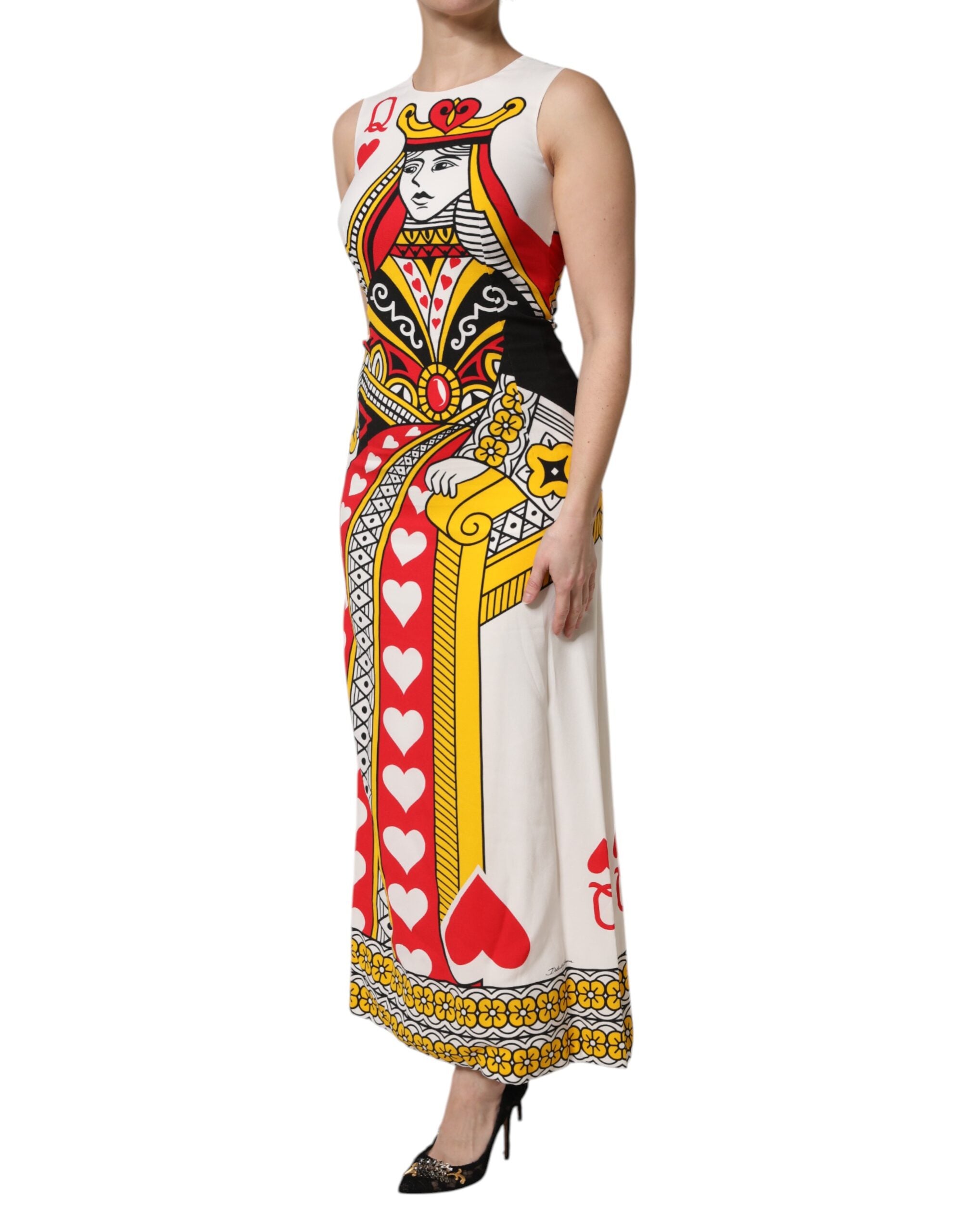 White Queen Of Hearts Sleeveless Maxi Dress - ventzia