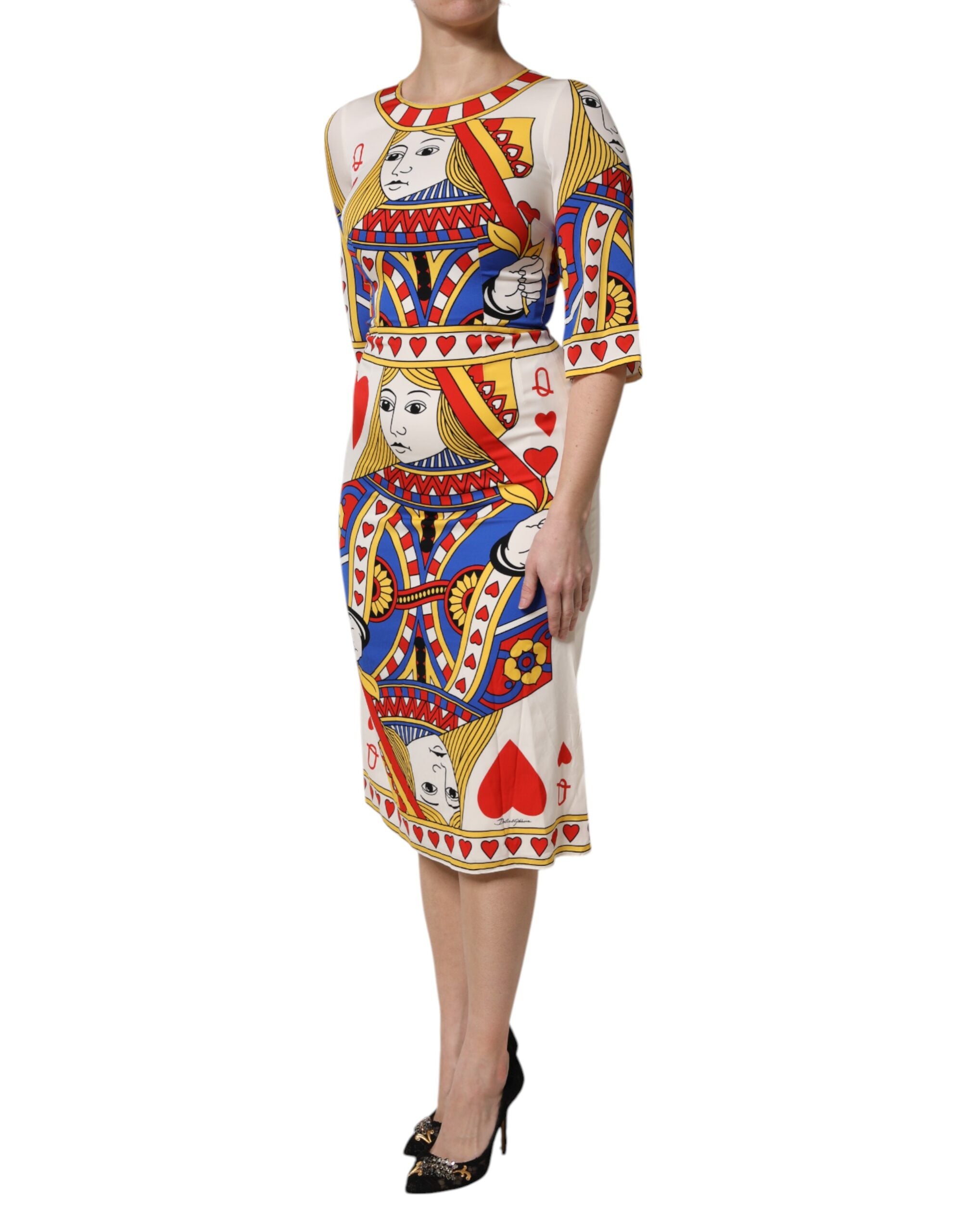 White Queen Of Heart Short Sleeve Midi Dress - ventzia