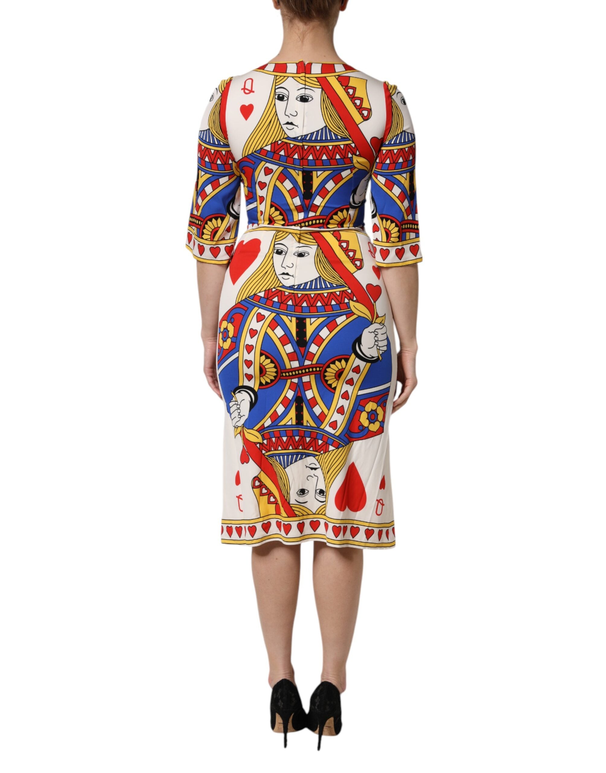White Queen Of Heart Short Sleeve Midi Dress - ventzia