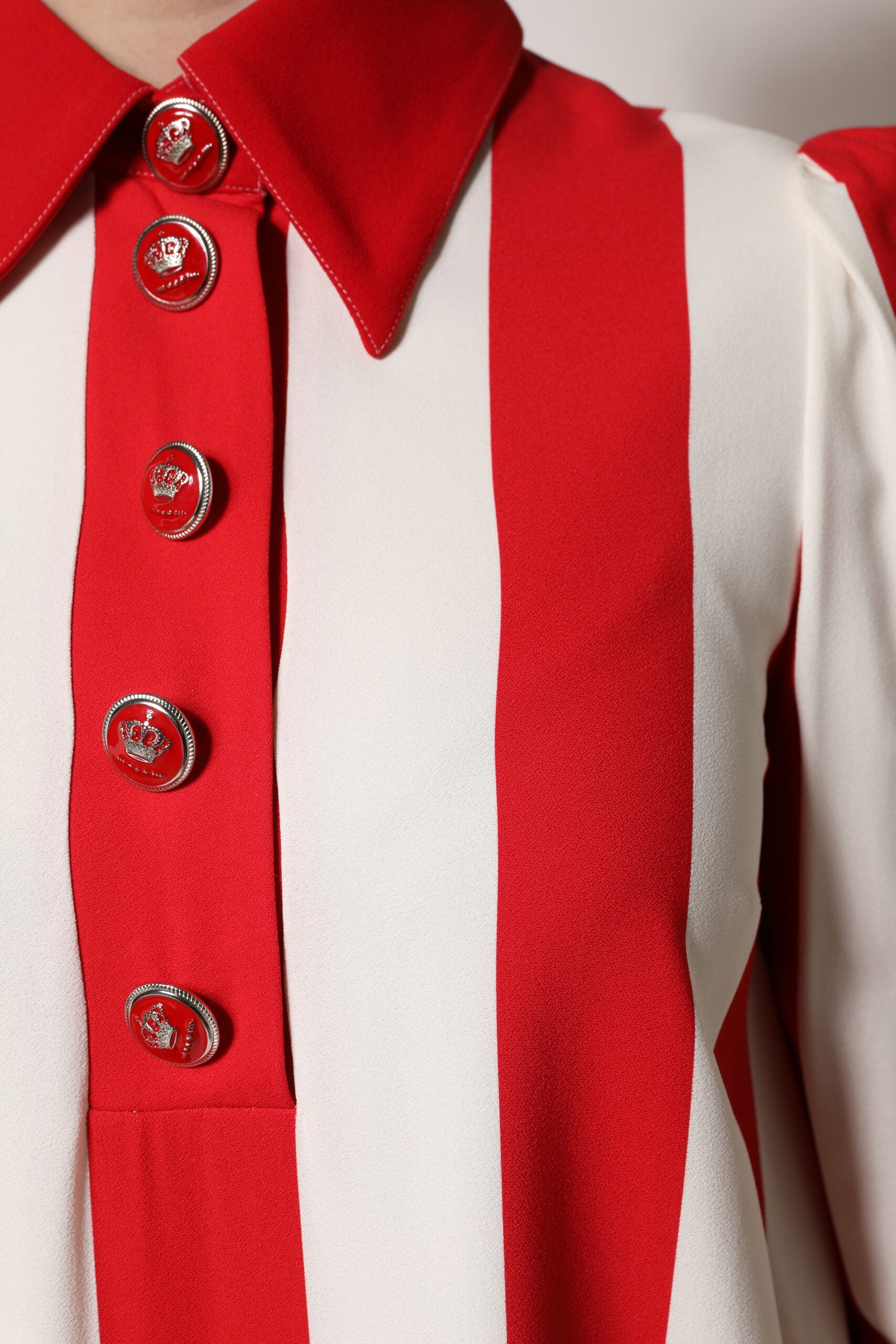 White Red Stripes Long Sleeves Mini Dress - ventzia