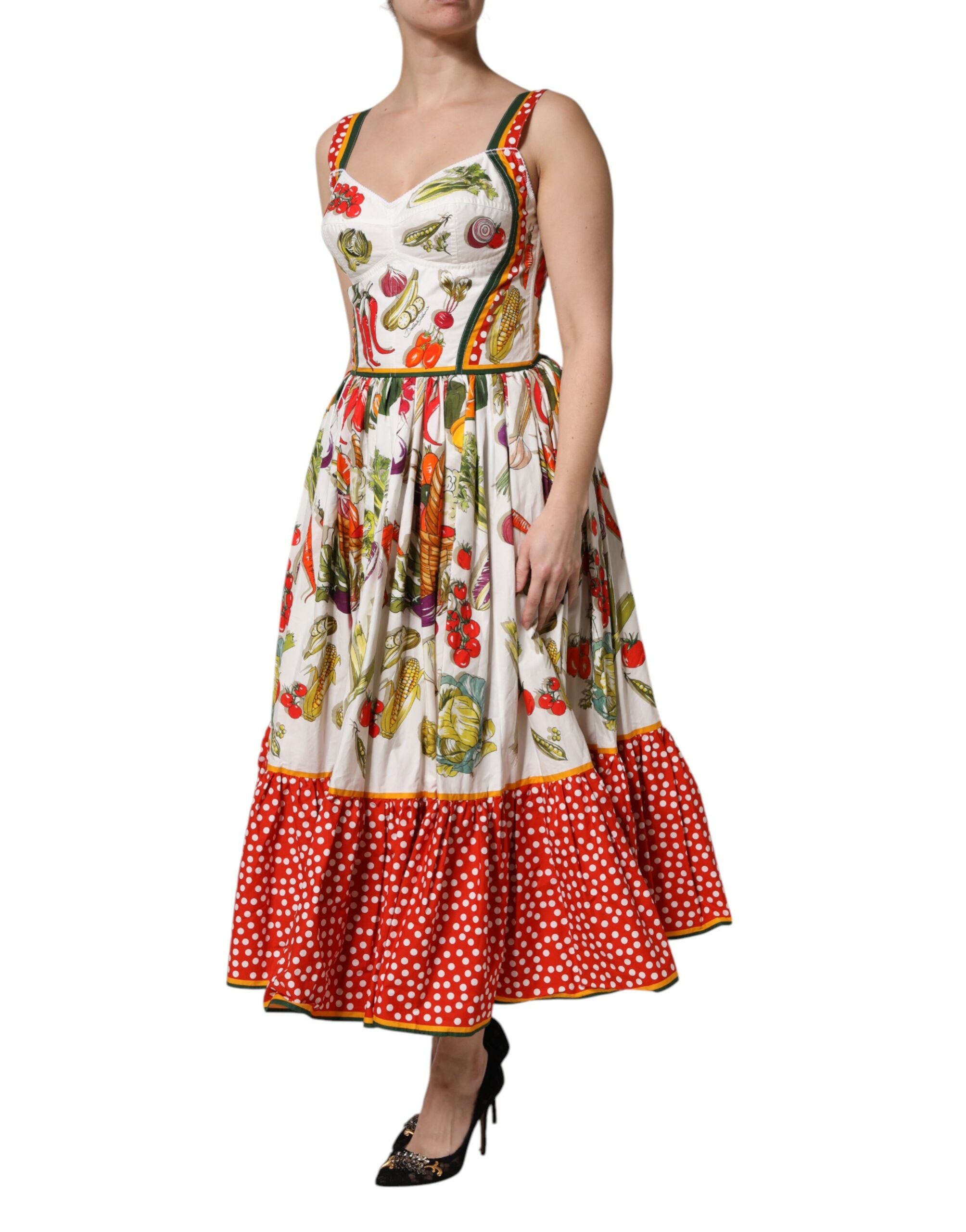 White Vegetables Sleeveless A-line Dress - ventzia