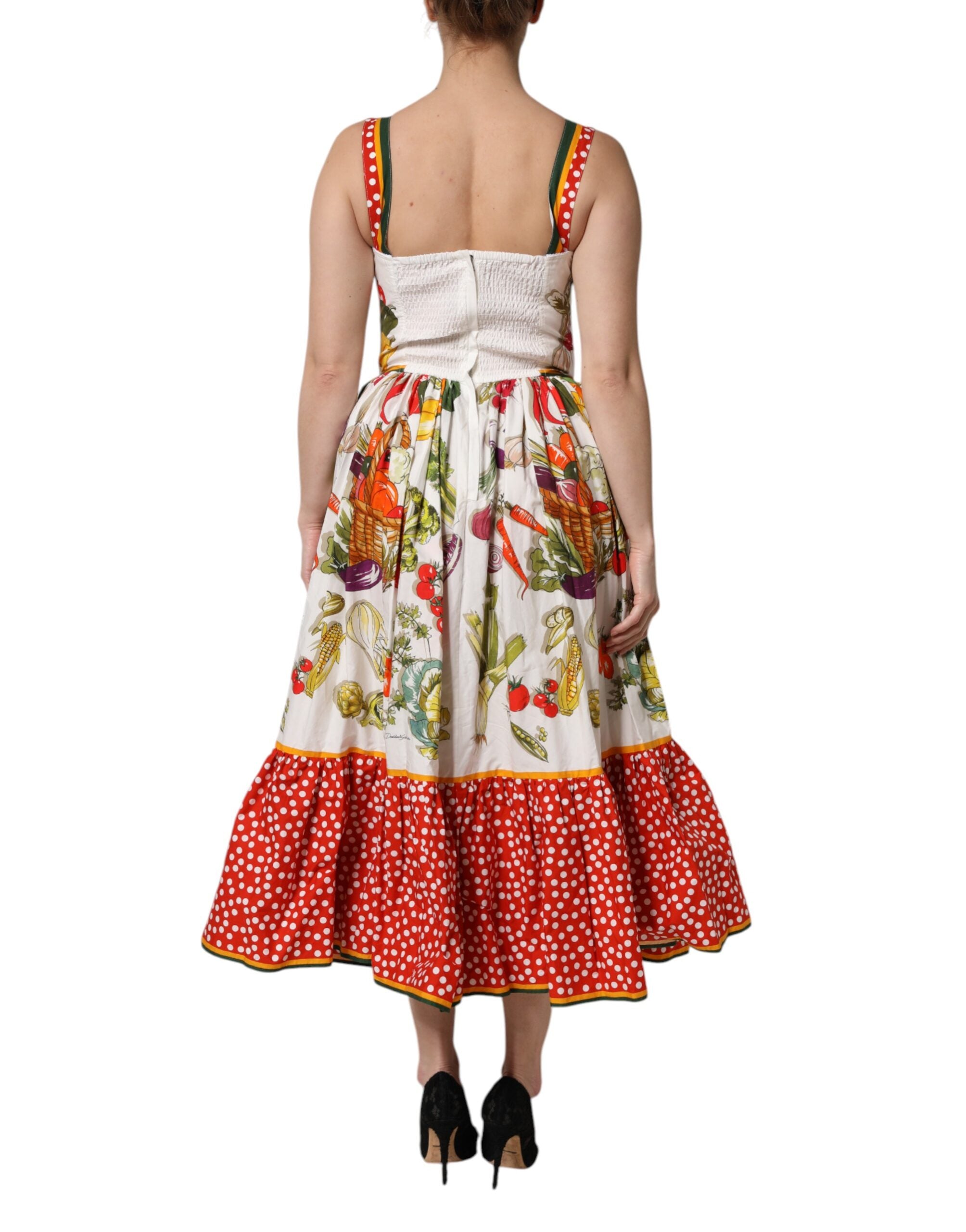White Vegetables Sleeveless A-line Dress - ventzia
