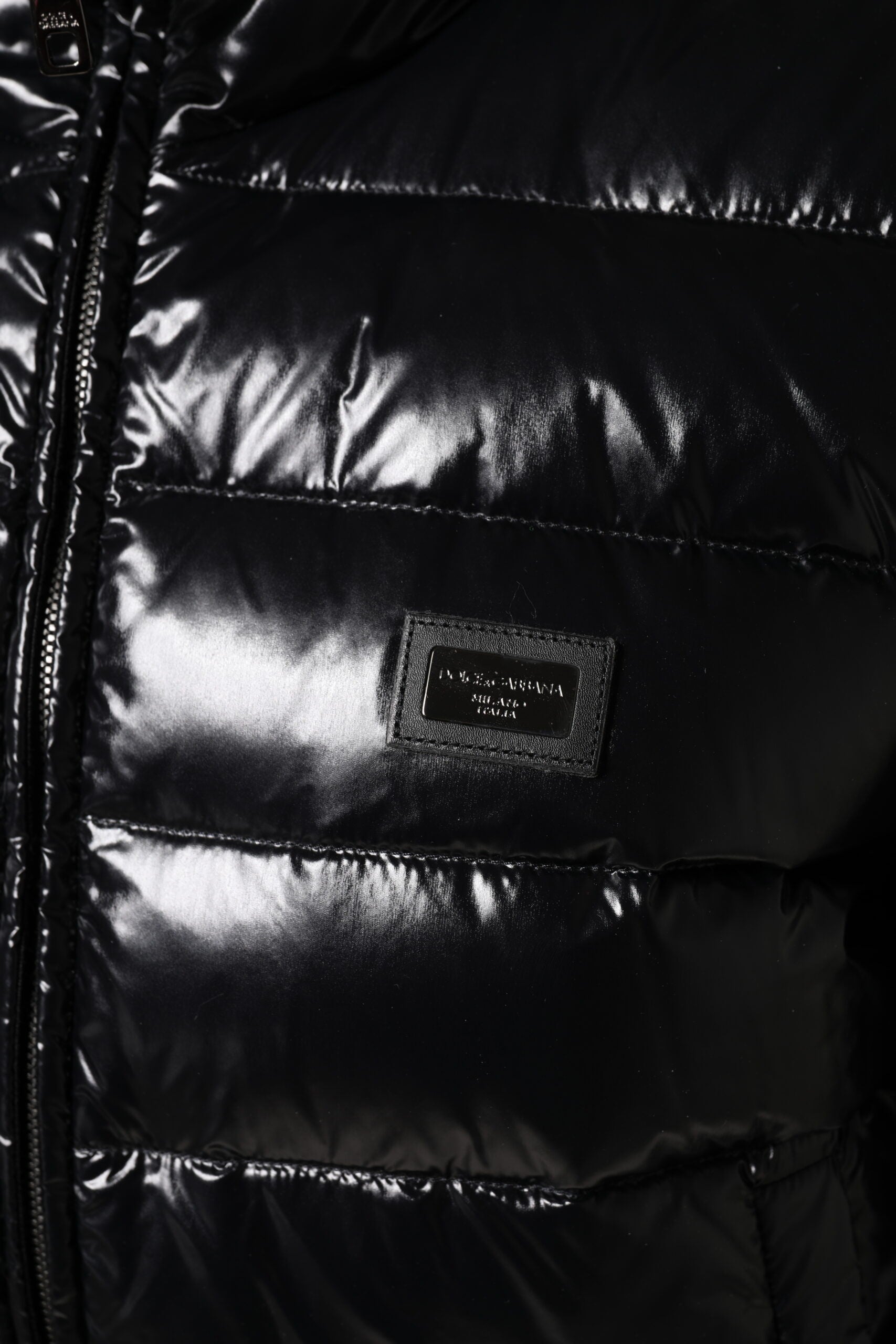 Black Logo Plaque Full Zip Puffer Jacket - ventzia