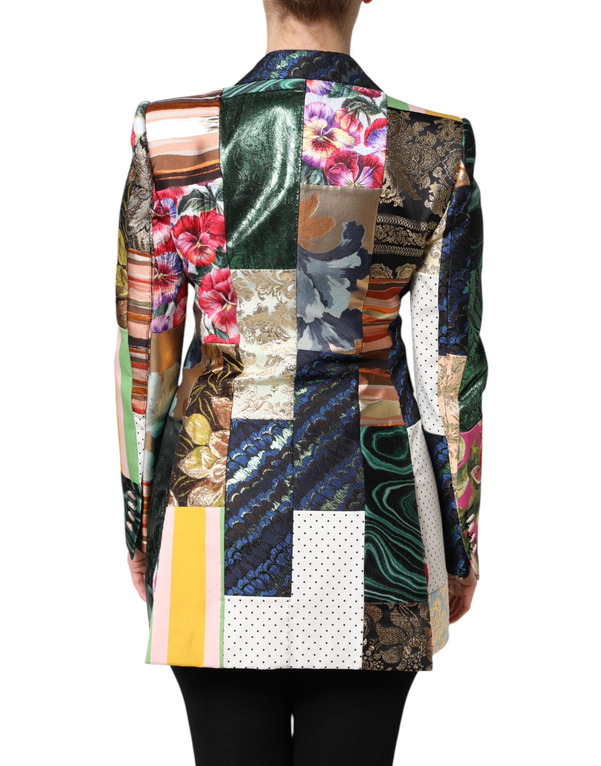 Multicolor Floral Patchwork Jacquard Jacket - ventzia
