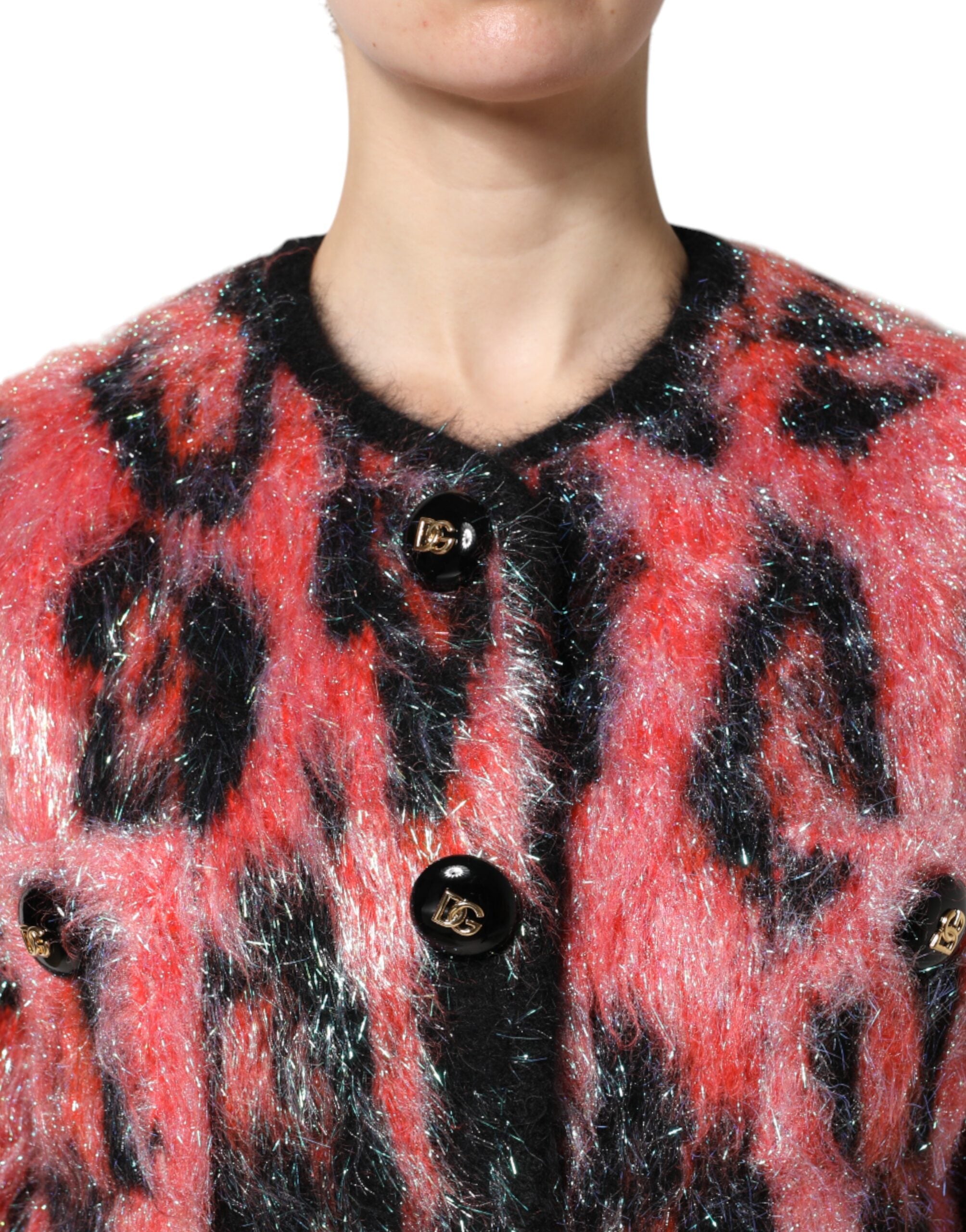 Red Mohair Wool Button Down Cardigan Sweater - ventzia
