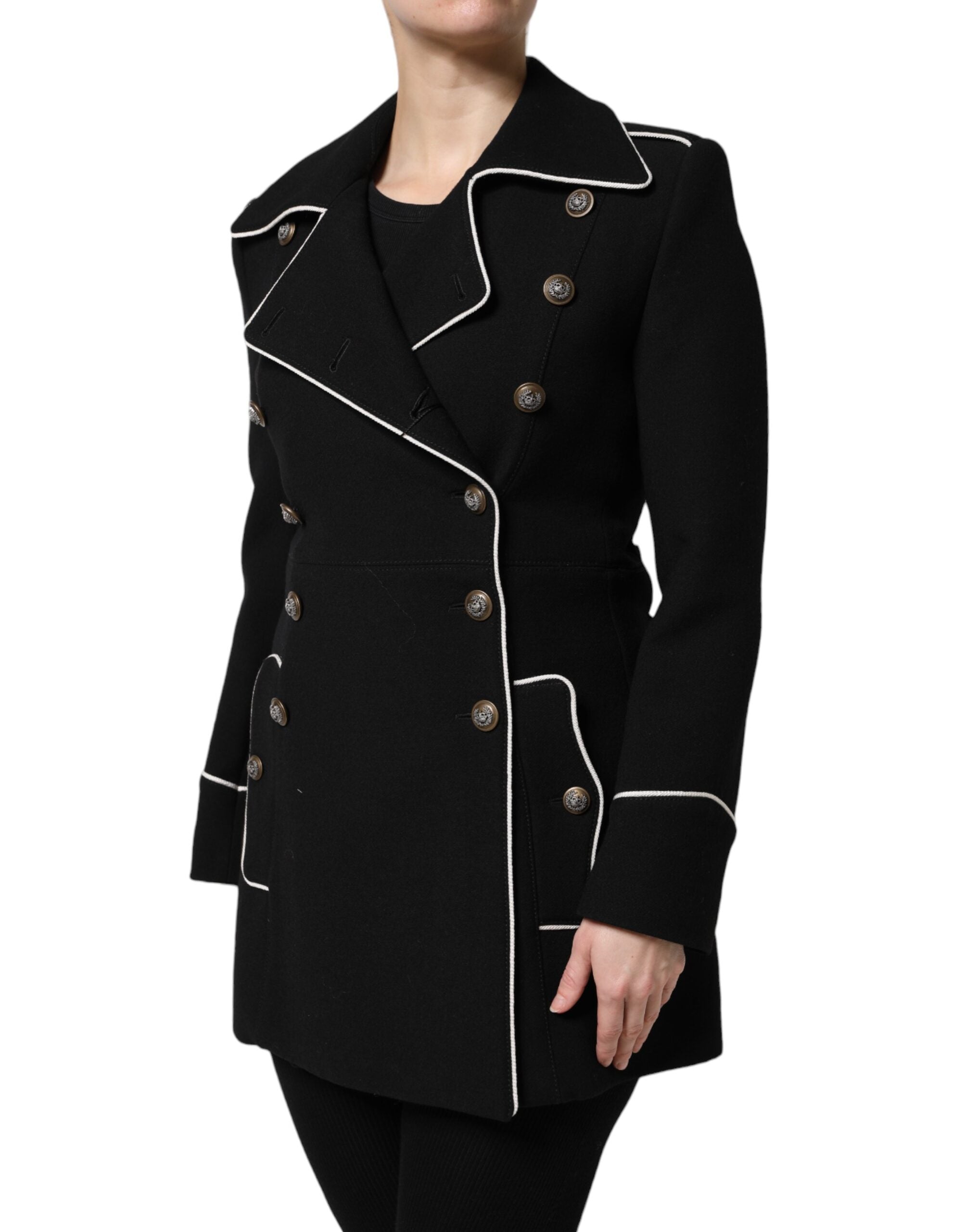 Black Wool Double Breasted Blazer Jacket - ventzia