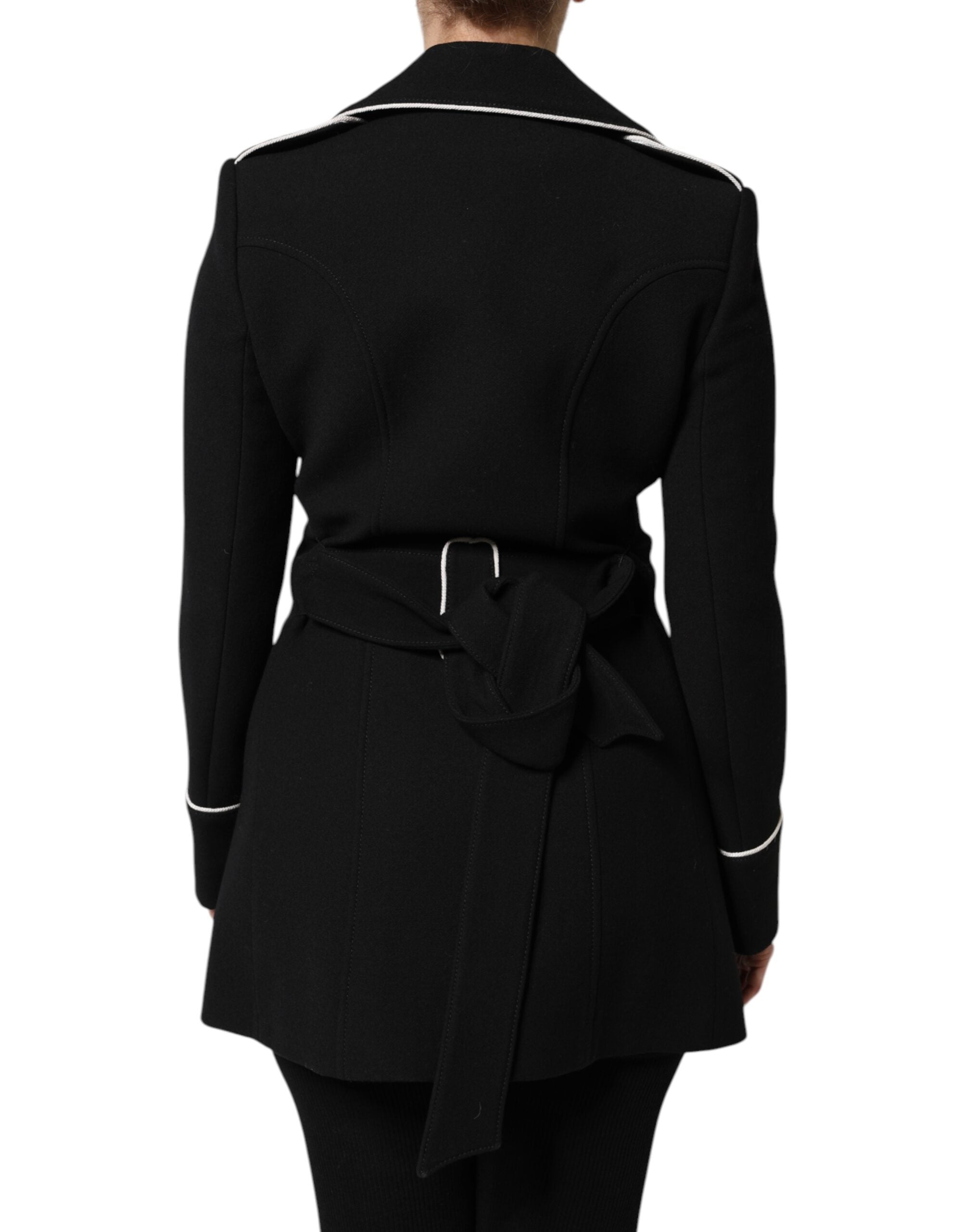Black Wool Double Breasted Blazer Jacket - ventzia