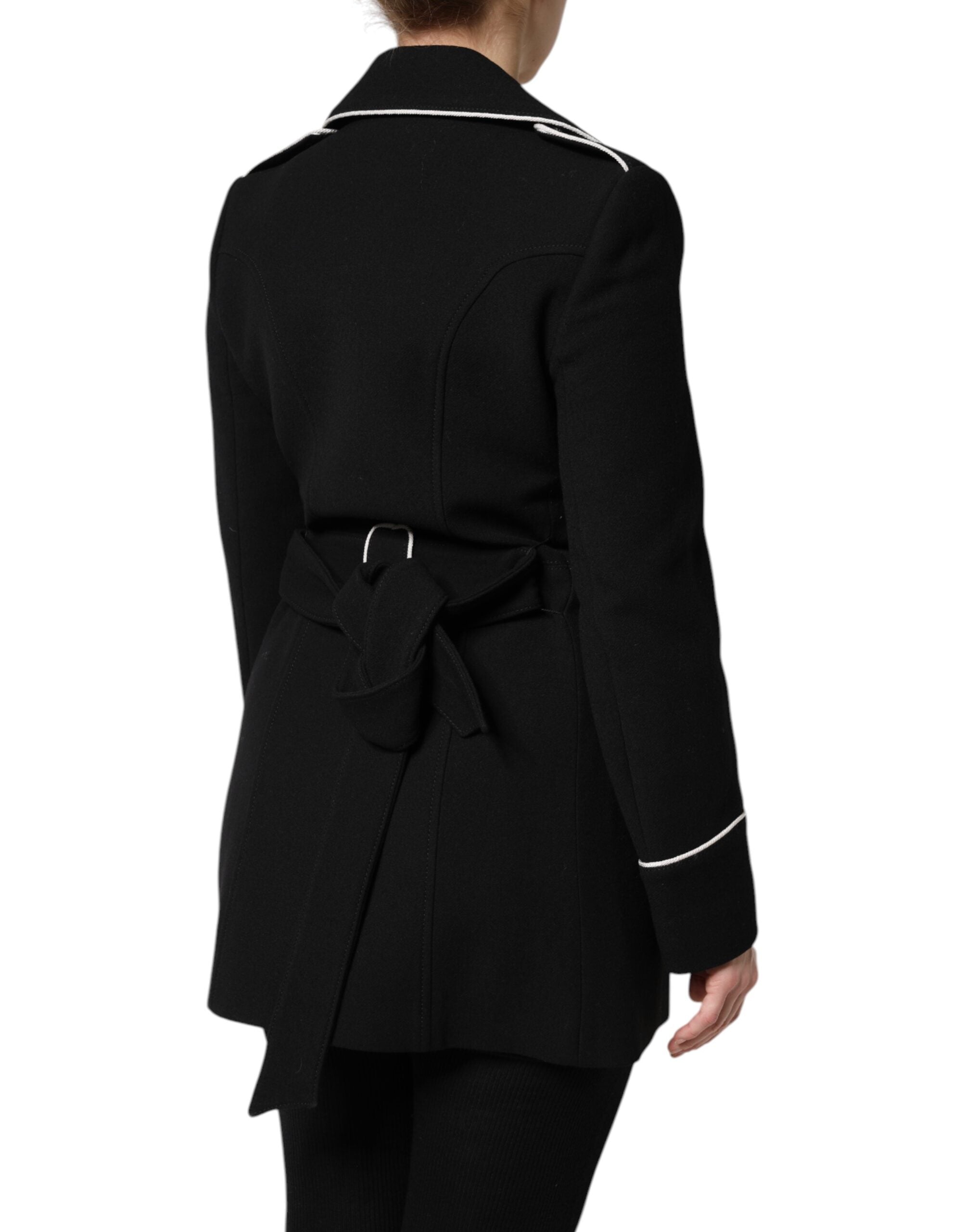 Black Wool Double Breasted Blazer Jacket - ventzia