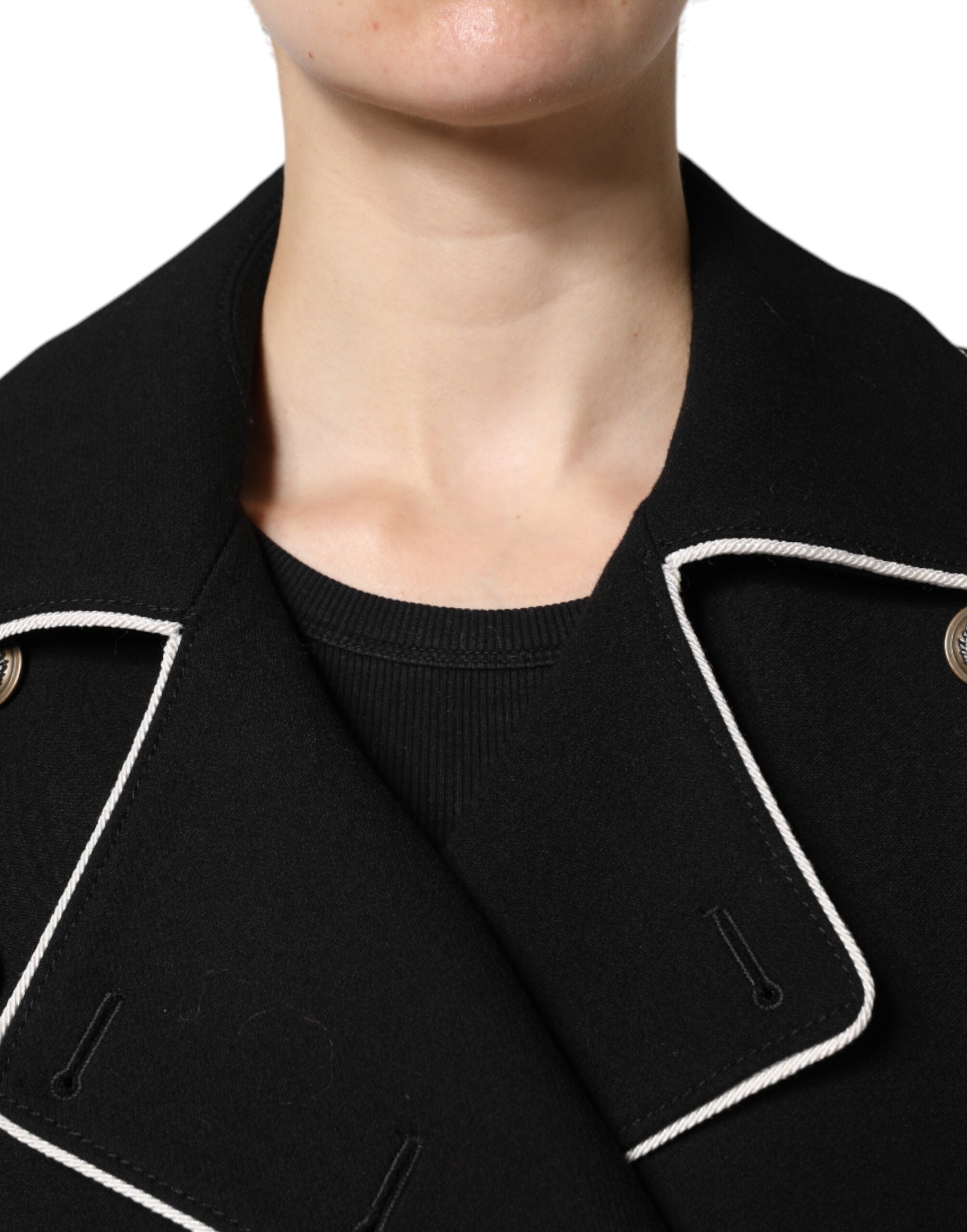 Black Wool Double Breasted Blazer Jacket - ventzia