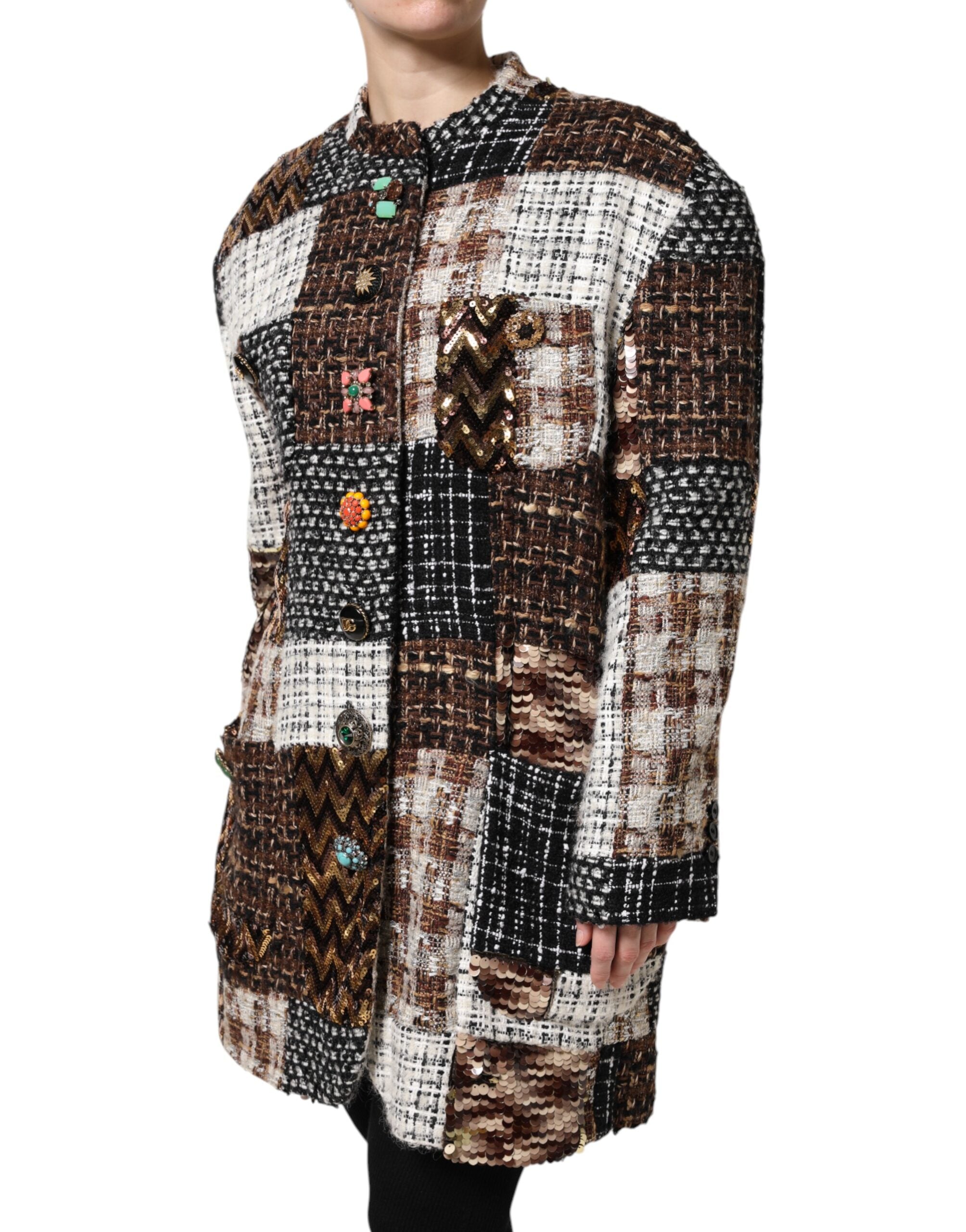 Multicolor Patchwork Button Down Jacket - ventzia